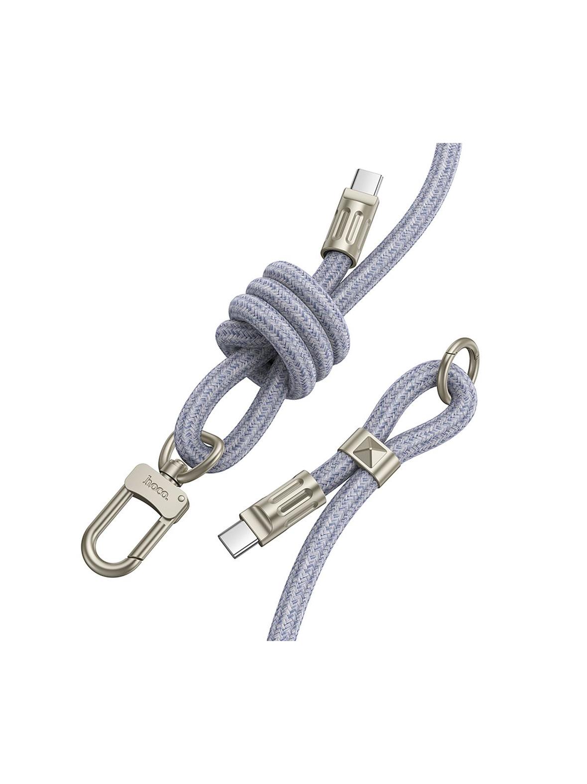 Kabel USB C do USB C Hoco 3A 60W w formie smyczki 1,8 m GH7 niebieski