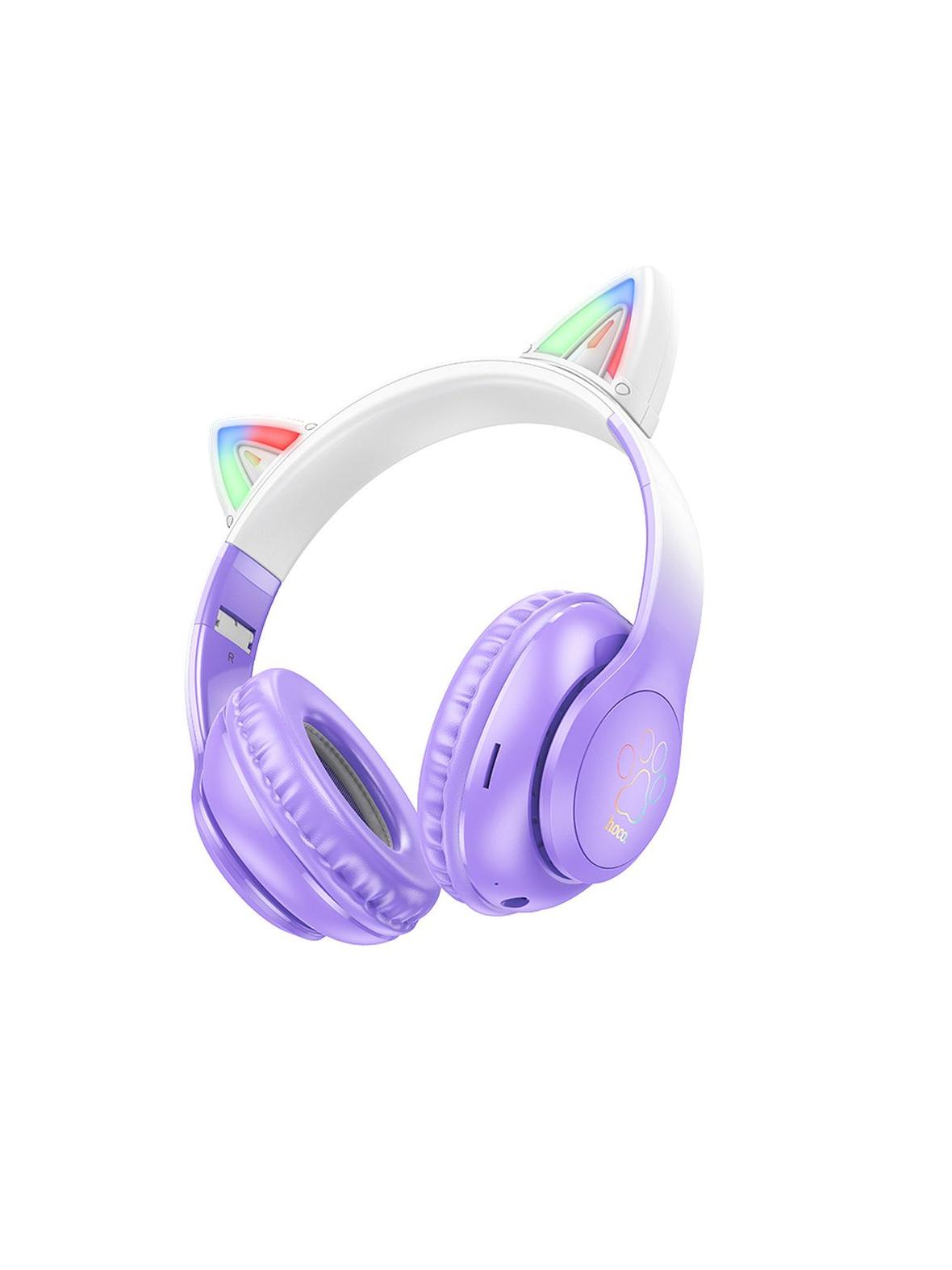 Słuchawki bezprzewodowe nauszne Hoco W42 Kocie Uszy fioletowe winogrono