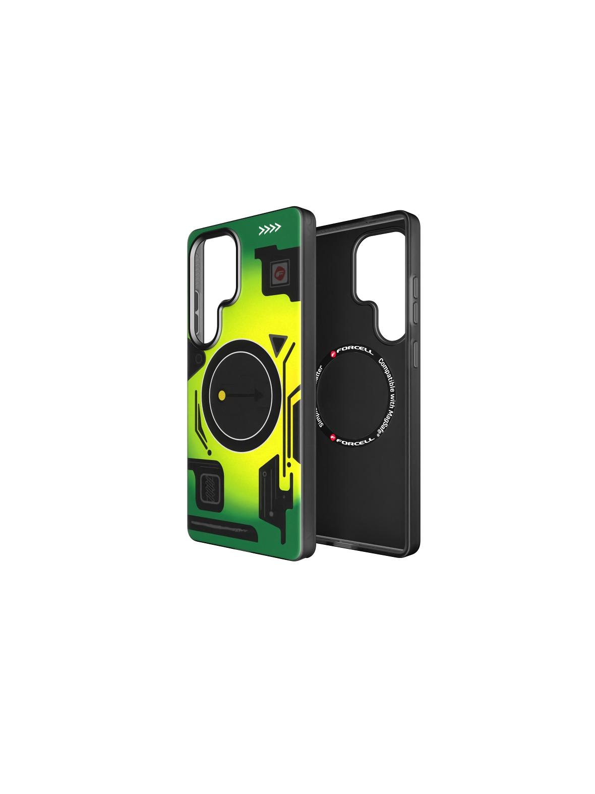 Etui na Samsung S25 ULTRA Forcell F-Protect Levels Dual Layer 4D technology zgodny z MagSafe Military Drop-Test cyber green
