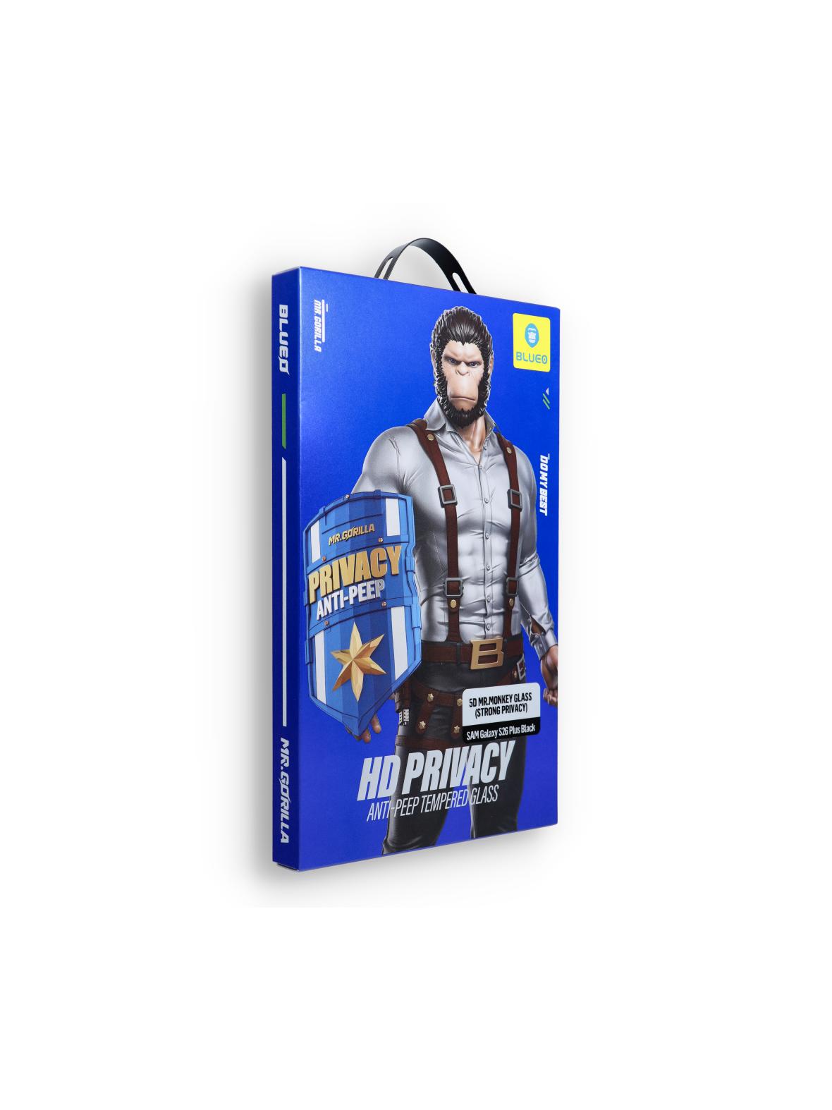 Szkło Hartowane 5D Mr. Monkey Glass - do Samsung Galaxy S26 Plus czarny (Strong Privacy)