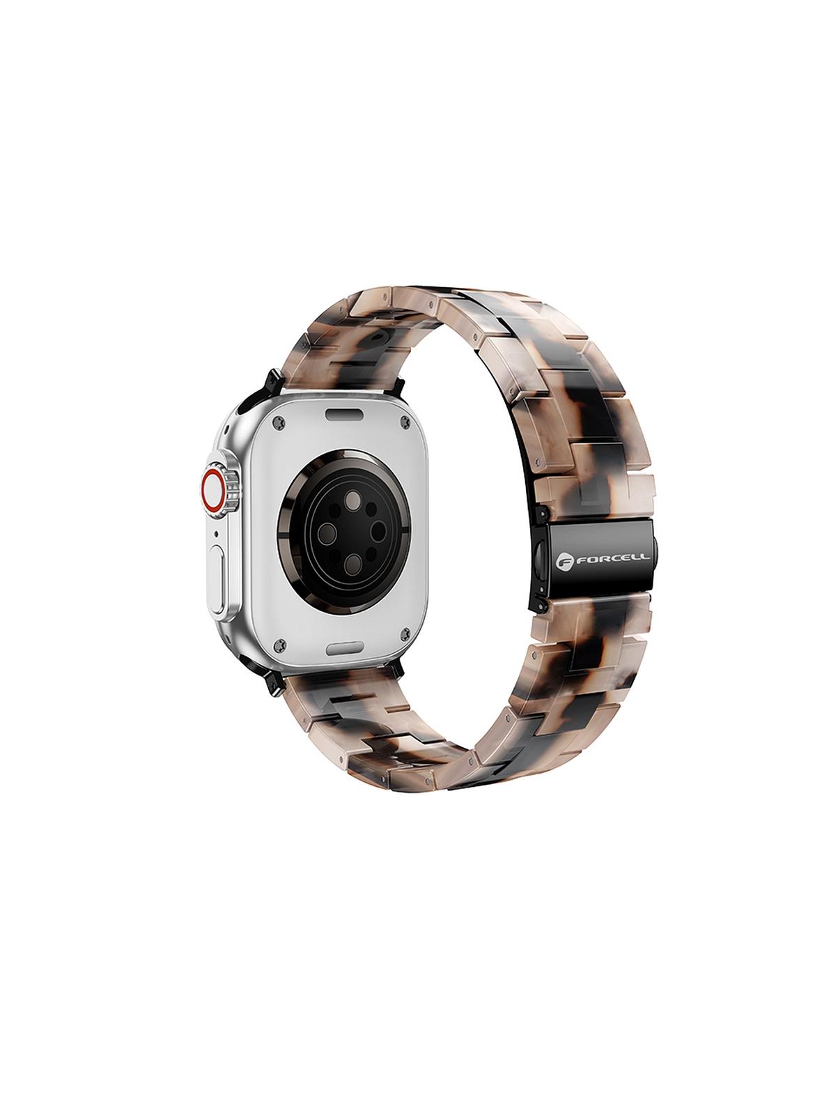 Pasek do Apple Watch Forcell F-Design FA04 zatrzask żywiczny marmurkowy 38 / 40 / 41 mm brązowy