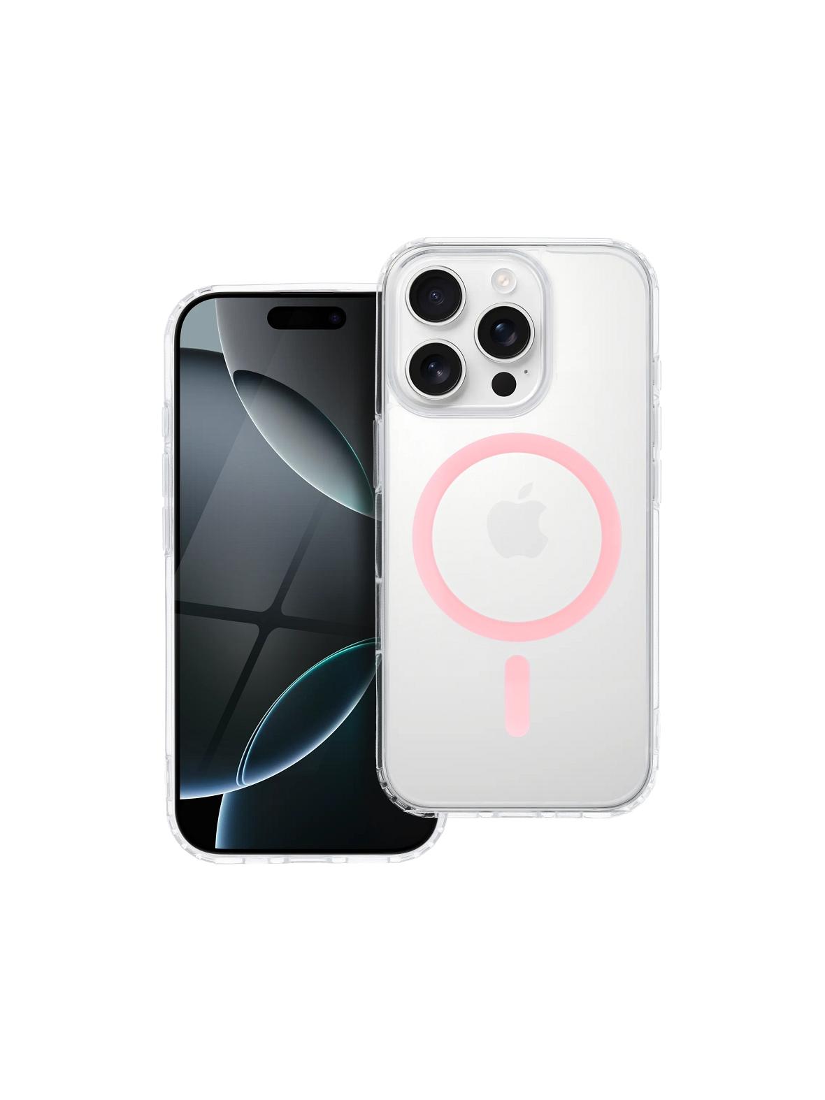 Drop Glue Colorful Ring Mag Cover kompatybilny z MagSafe pasuje do IPHONE 16 różowy