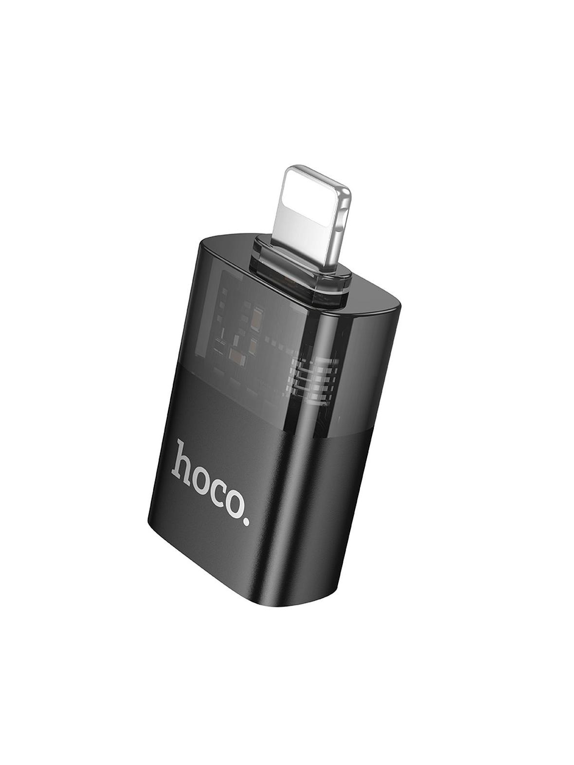 Adapter OTG Lightning do USB A Hoco UA36 czarny transparentny