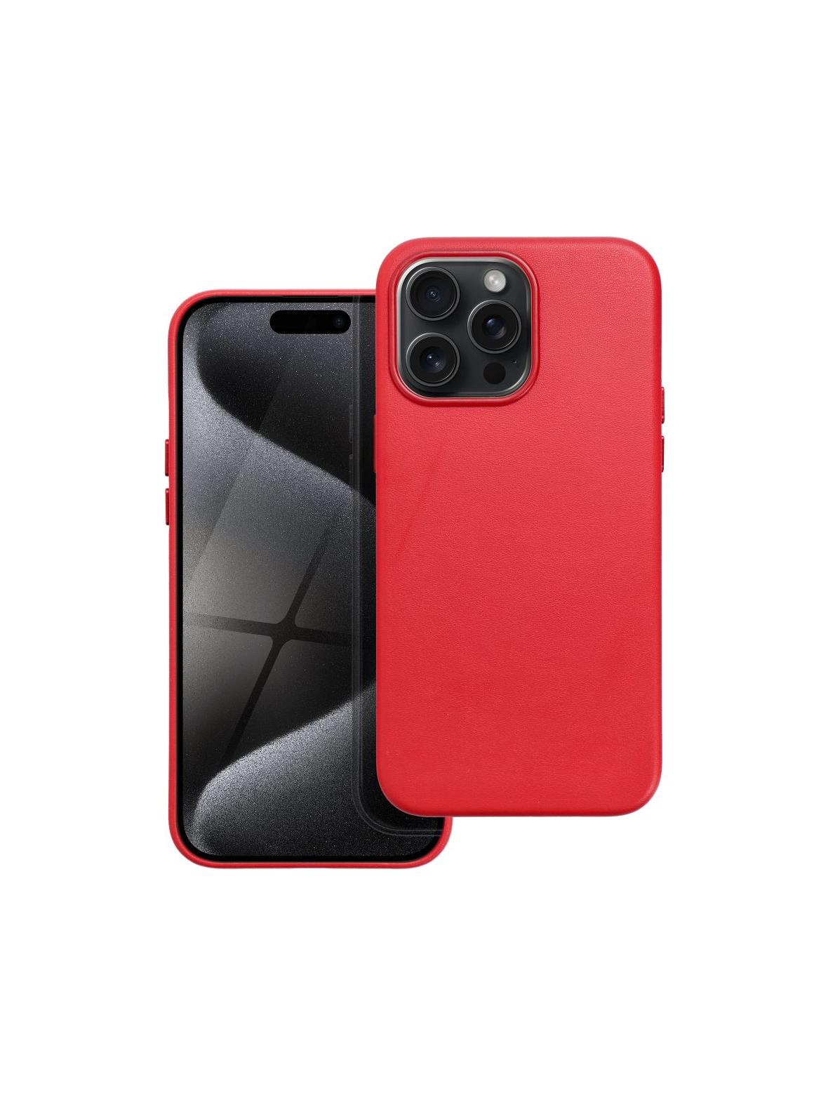 Futerał LEATHER MAG COVER kompatybilny z MagSafe do IPHONE 15 Pro Max czerwony