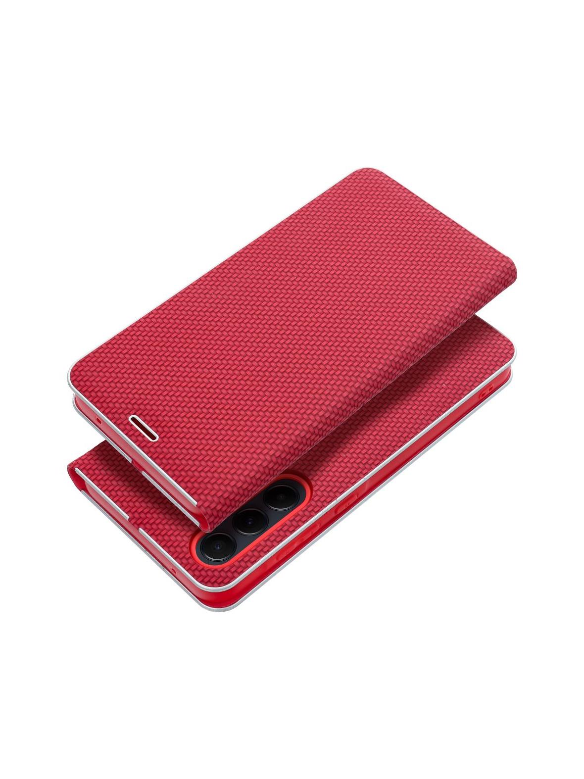 Kabura LUNA Book Carbon do SAMSUNG S25 Ultra czerwony