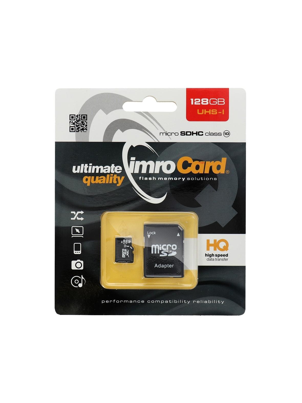 IMRO karta pamięci microSD 128GB 100MB/s class 10 UHS I z adapterem SD
