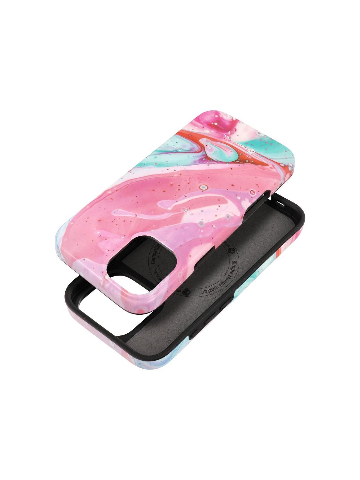 Etui na iPhone 16 PLUS Forcell F-Protect Mirage zgodny z MagSafe Military Drop-Test pink marble