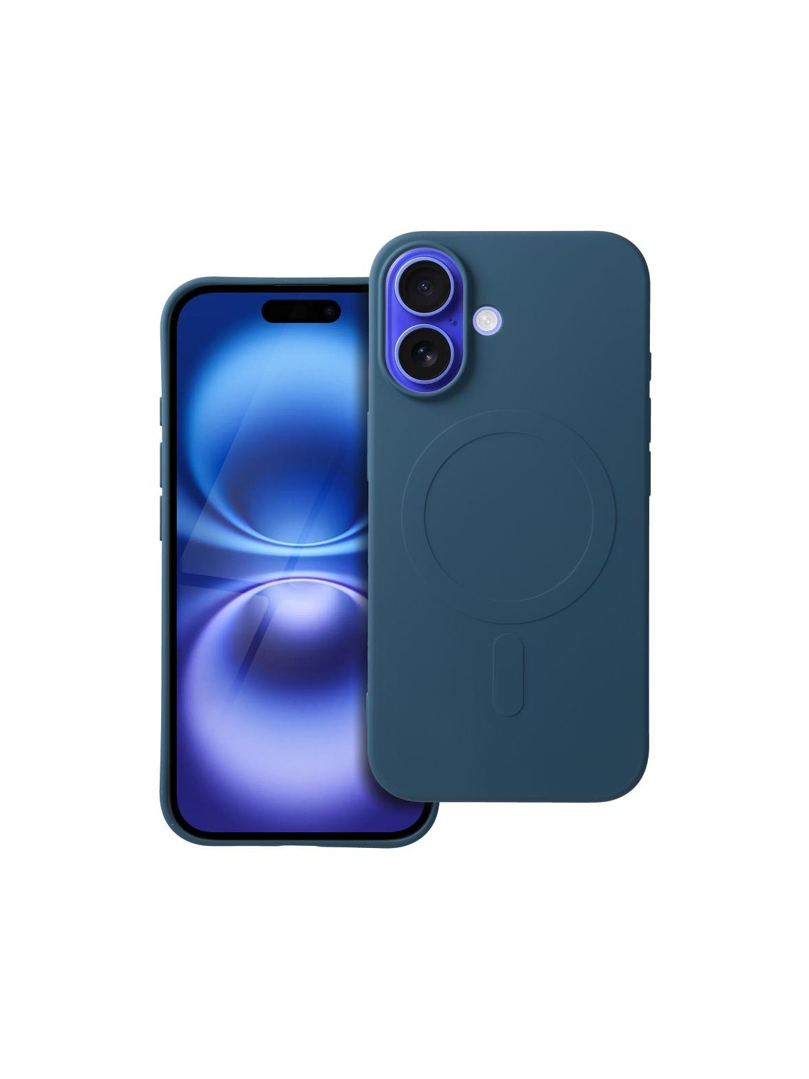 Futerał SILICONE MAG COVER (big hole) kompatybilny z MagSafe do IPHONE 16 niebieski