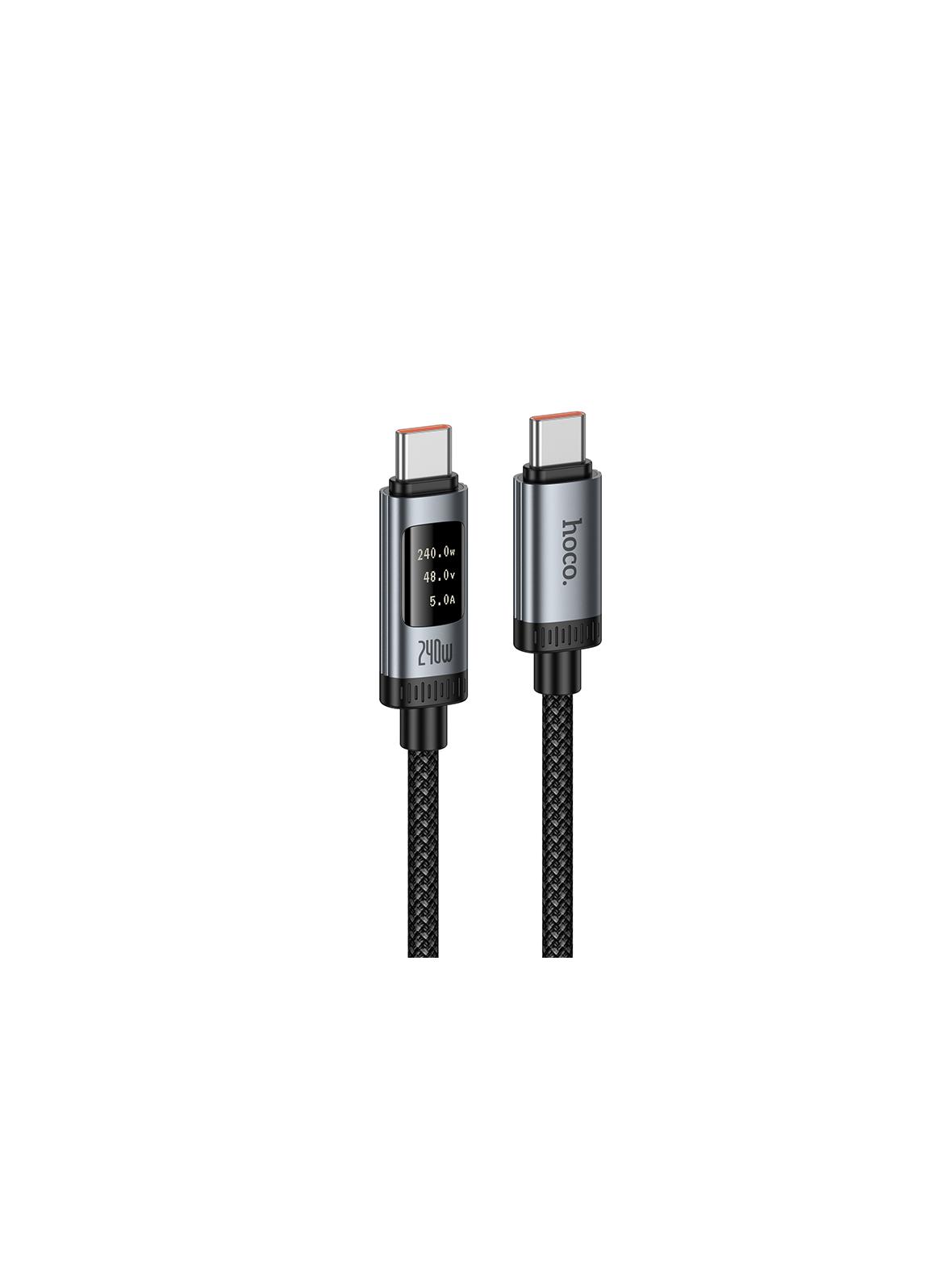 Kabel USB C do USB C Hoco PD 6A 240W 1,2m z wyświetlaczem U148 czarny
