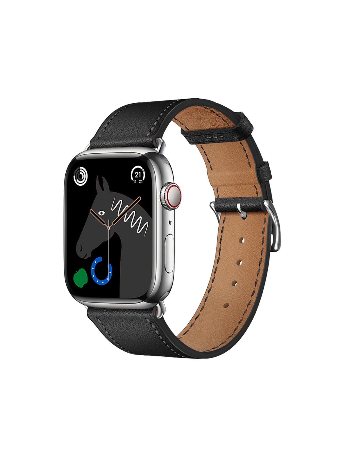Pasek do Apple Watch Forcell F-Design FA20 dziurki skóra ekologiczna 38 / 40 / 41 mm czarny