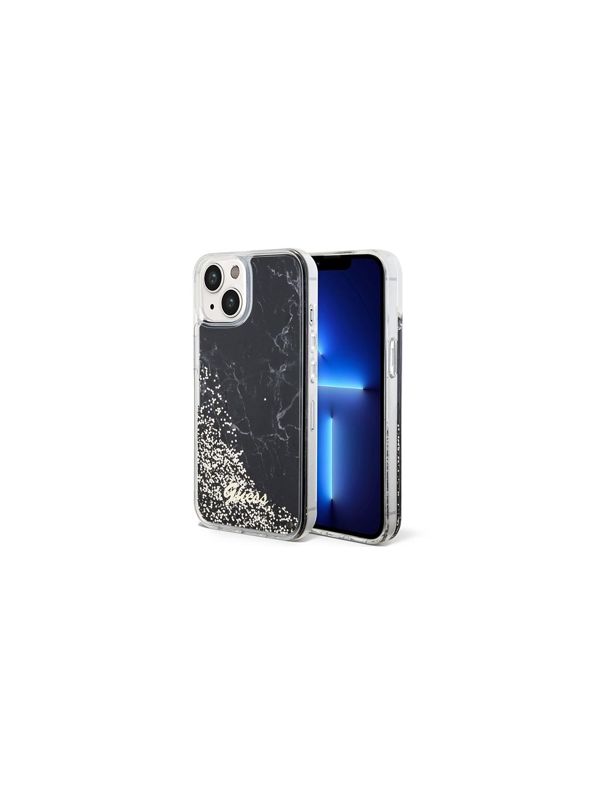 GUESS futerał do IPHONE 13 / 14 / 15 GUHCP14SLCSGSGK (Liquid Glitter Marble) czarny