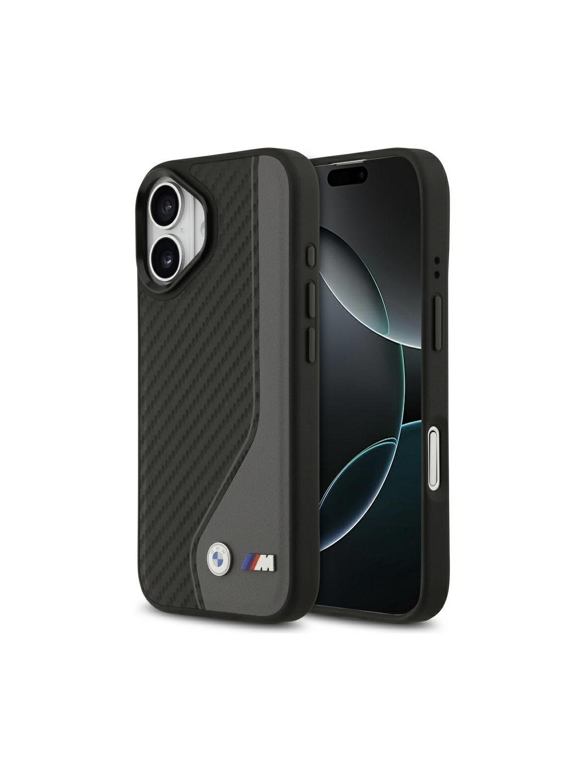 BMW futerał do IPHONE 17 kompatybilny z MagSafe BMHMP17S25PCCSCAK (PU Carbon Logo) anthracite