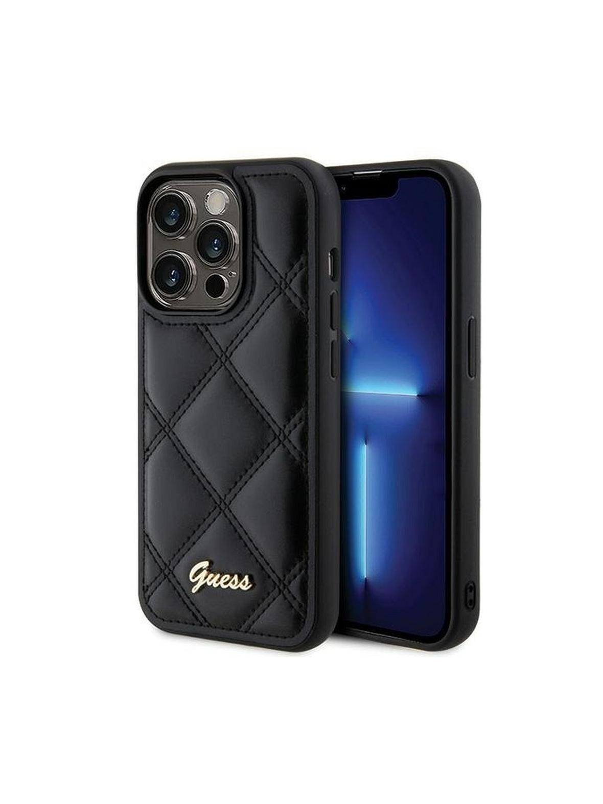 GUESS futerał do IPHONE 15 Pro GUHCP15LPSQSQSK (Quilted Metal Logo) czarny