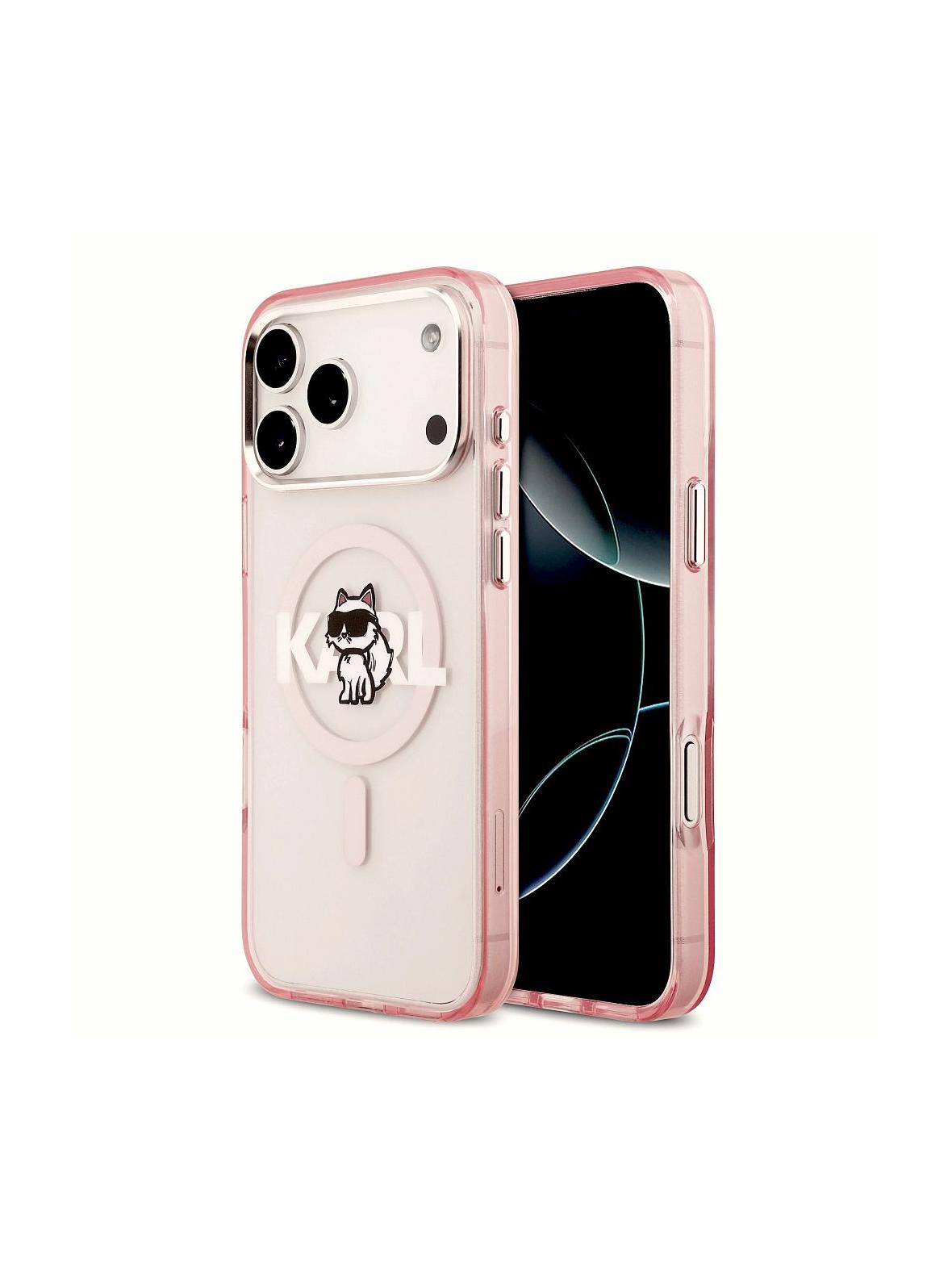 KARL LAGERFELD futerał do IPHONE 17 Pro Max kompatybilny z MagSafe KLHMP17XHGCHGKBP (IML Choupette Sketch Logo) różowy