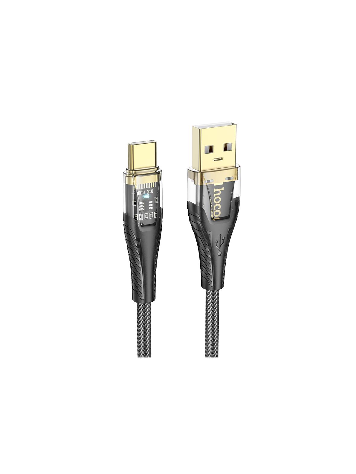Kabel USB A do USB C Hoco 2,4A 1,2 m U121 czarny transparentny