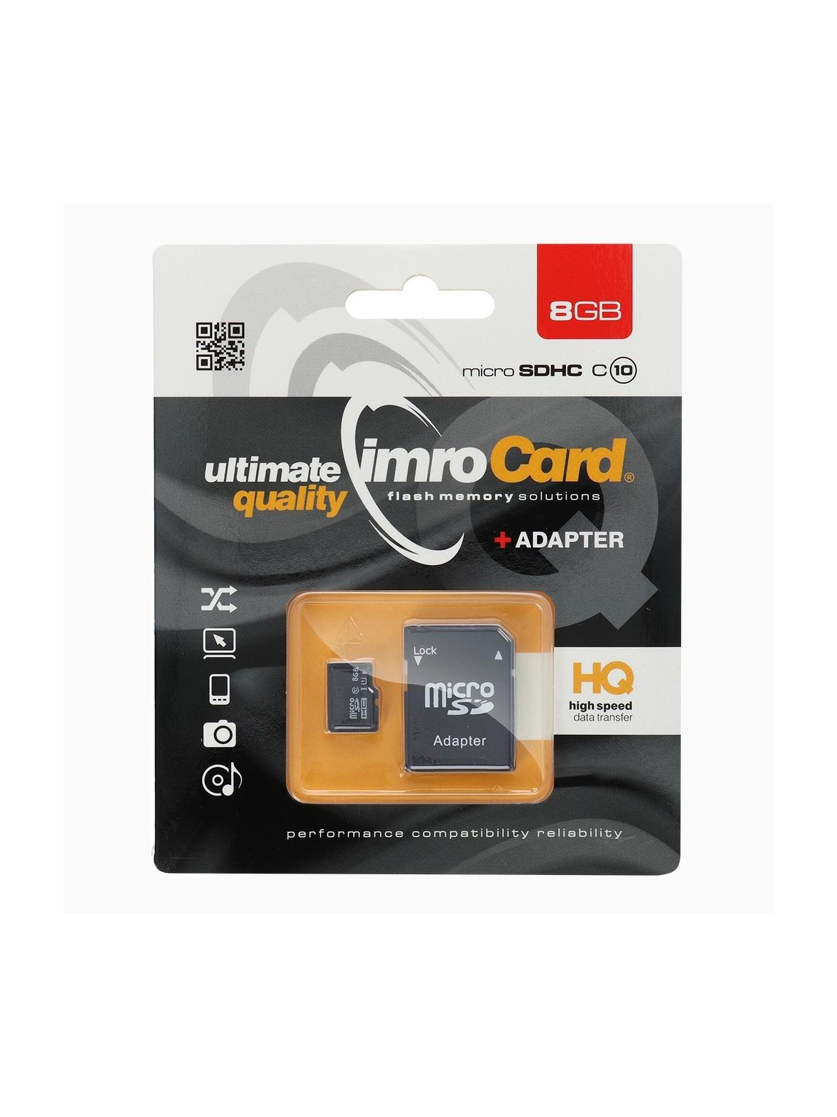 IMRO karta pamięci microSD 8GB 100MB/s class 10 UHS I z adapterem SD