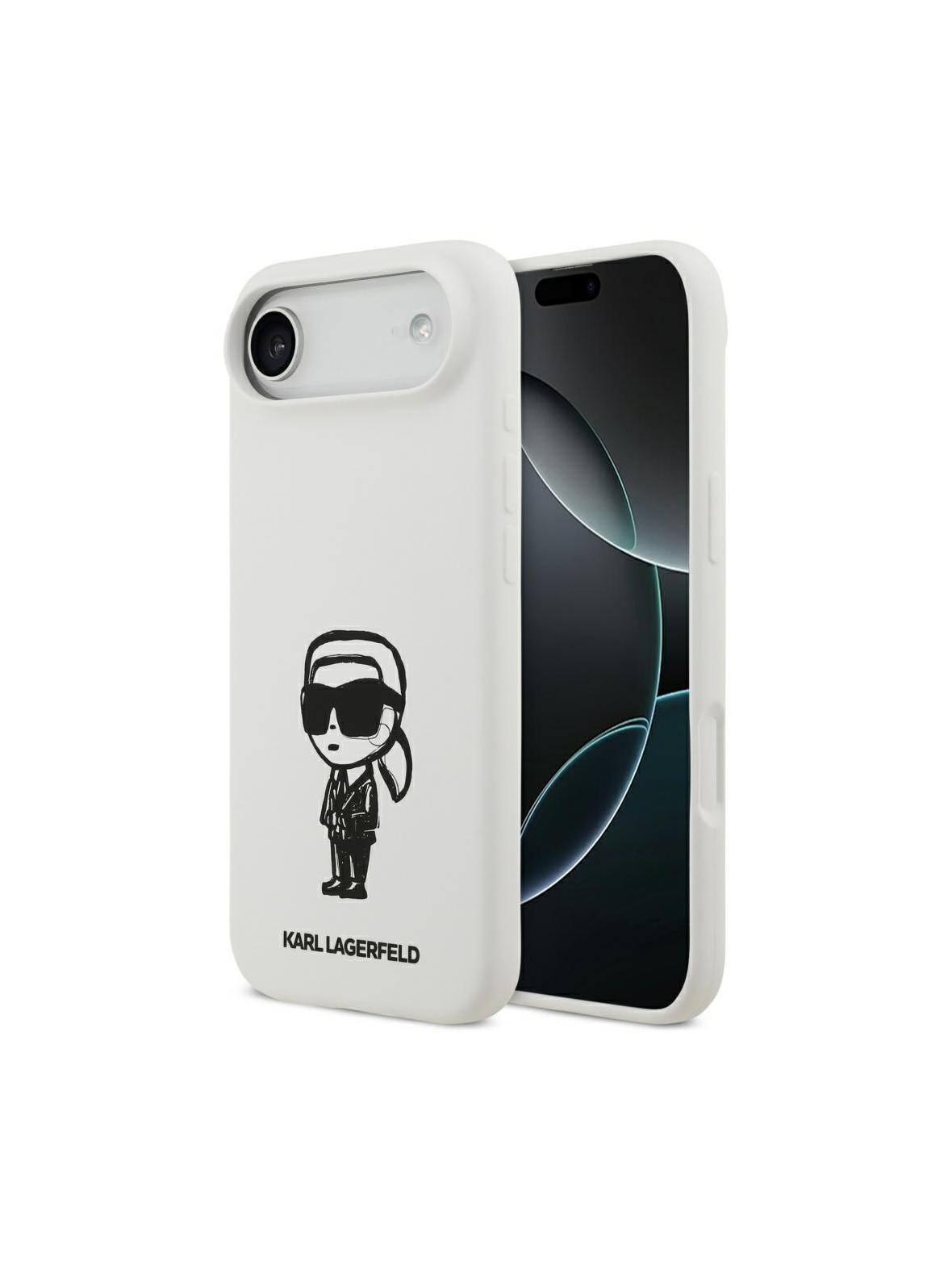 KARL LAGERFELD futerał do IPHONE 17 Air kompatybilny z MagSafe KLHMP17MSKIGROH (Silicone W/ KL Sketch & Logo) biały