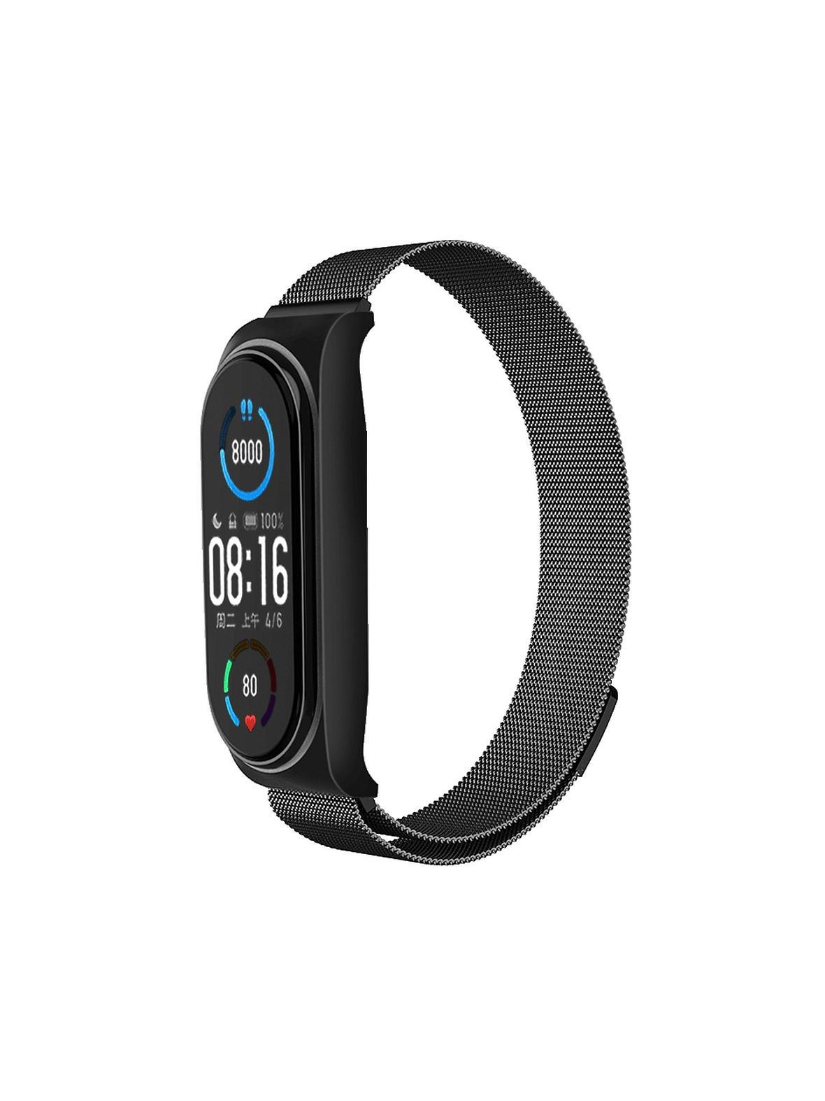 Pasek metalowy METAL do XIAOMI Mi Band 5 / 6 czarny (01)