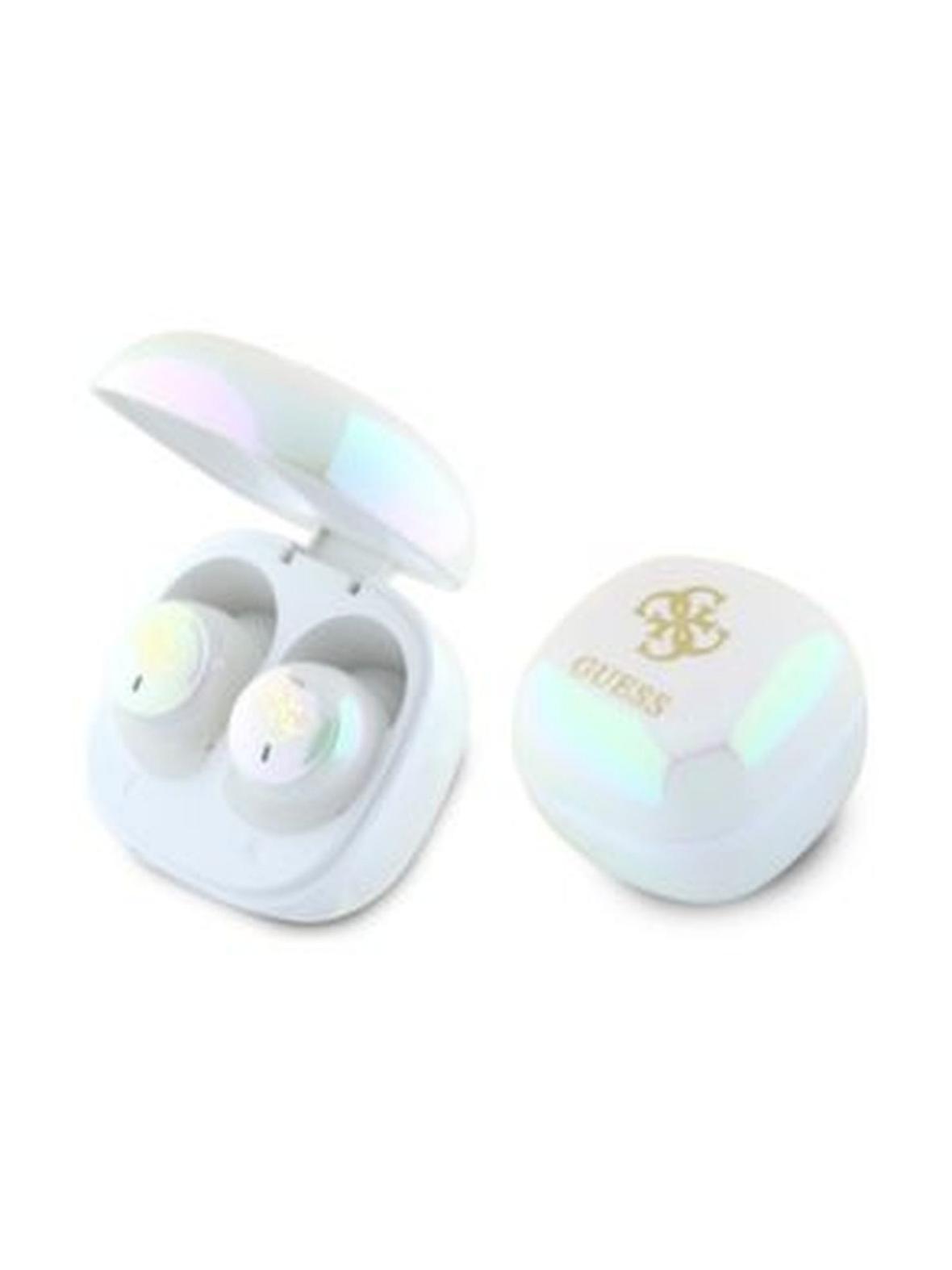 GUESS słuchawki bezprzewodowe bluetooth TWS GUTWSJ144ESH (Mini Iridescent 4G Printed Logo) białe