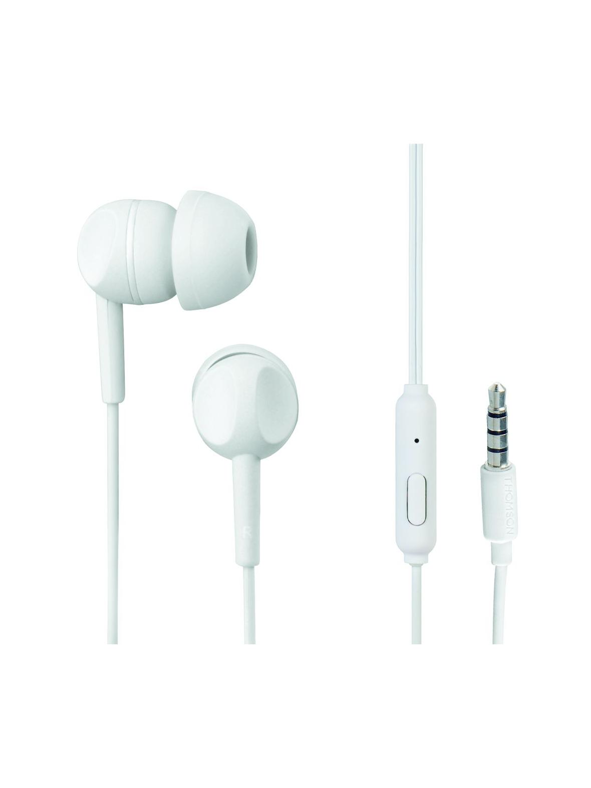 THOMSON słuchawki przewodowe Jack 3,5 mm z mikrofonem EAR3005W białe
