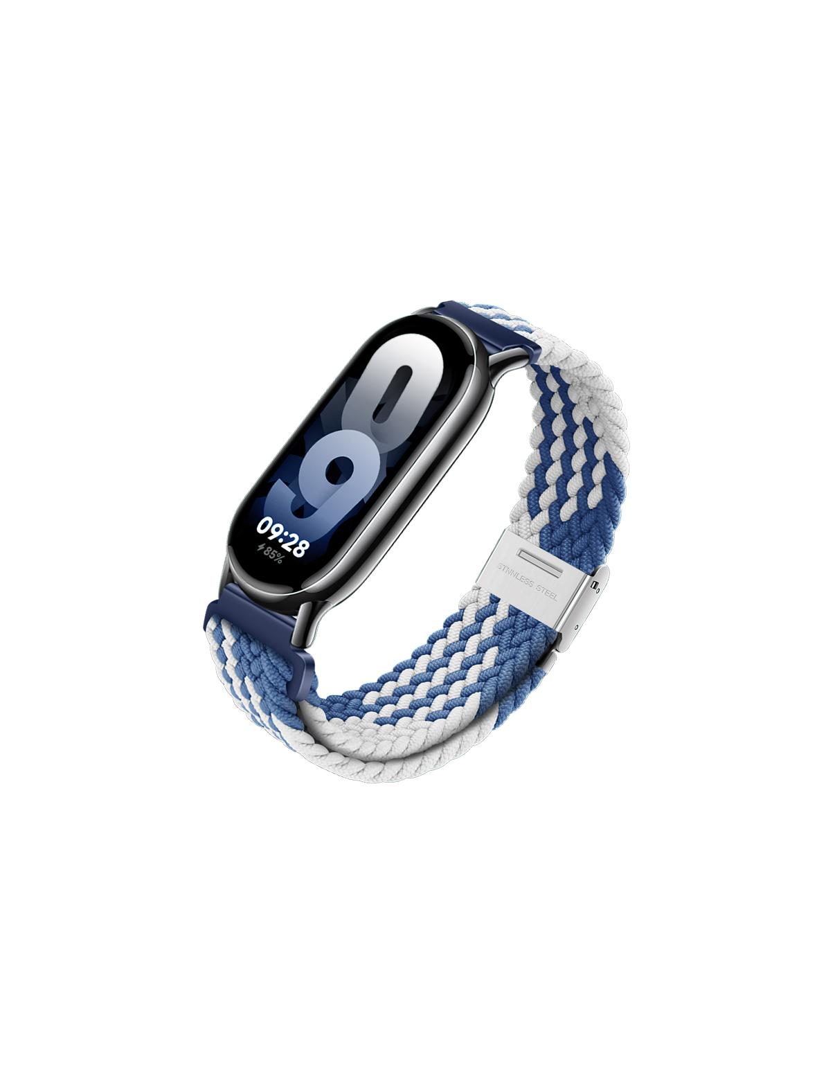 Pasek do Mi Band 8 Xiaomi Forcell F-Design FX5 sprzączka włókno poliestrowe biało niebieski