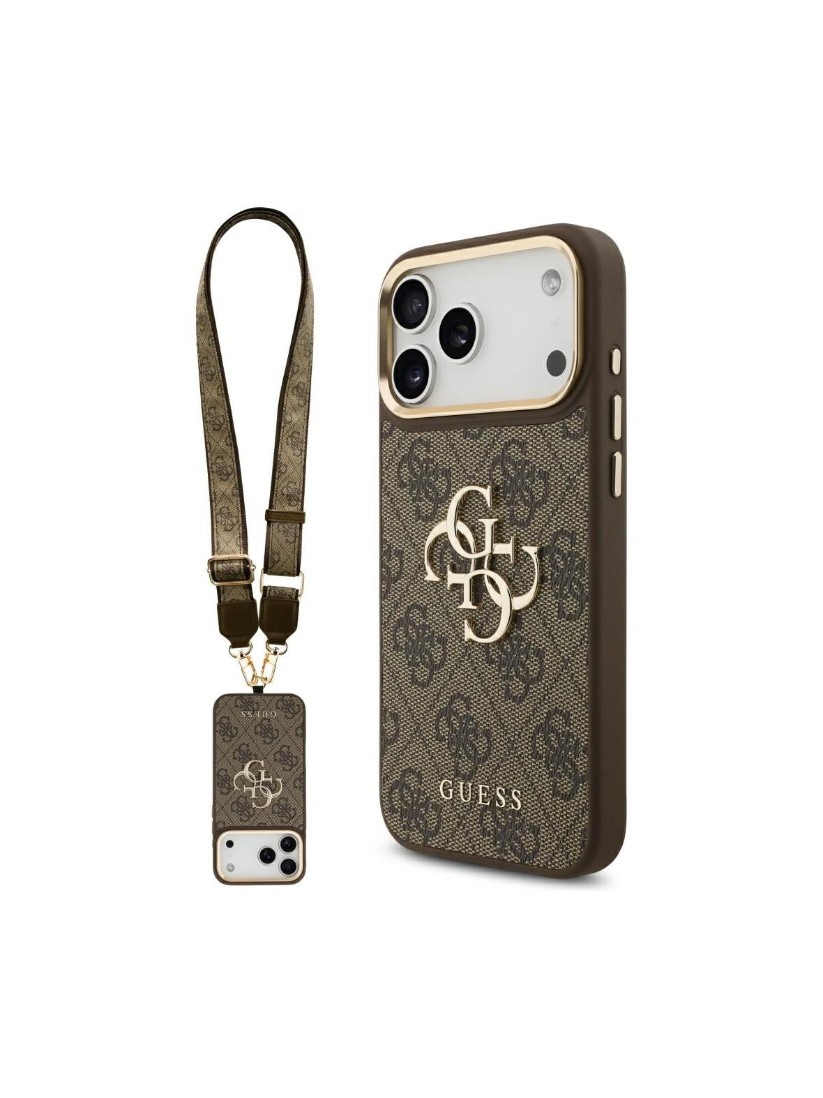 GUESS futerał do IPHONE 17 Pro Max GUHCP17XP4G4BCSW (PU W/ Big 4G Classic & Big Strap Metal Buttons) brązowy