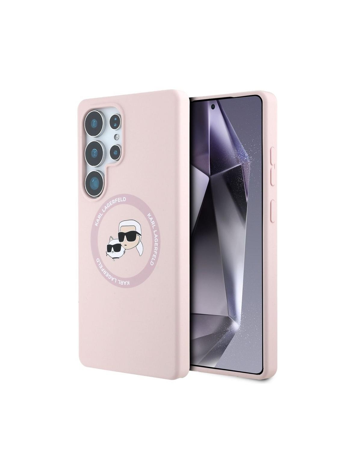 KARL LAGERFELD futerał do SAMSUNG S25 Ultra KLHMS25LSKCHTCP (Magnetic Silicone Double Heads) różowy