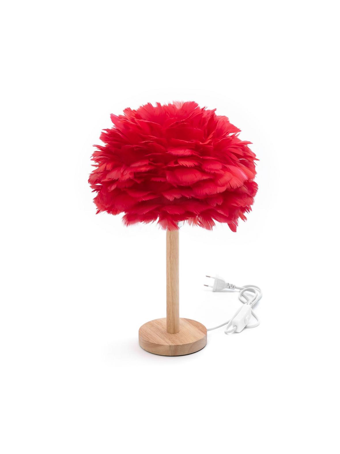 Lampka nocna z piórkiem Art Deco czerwona CBDPH