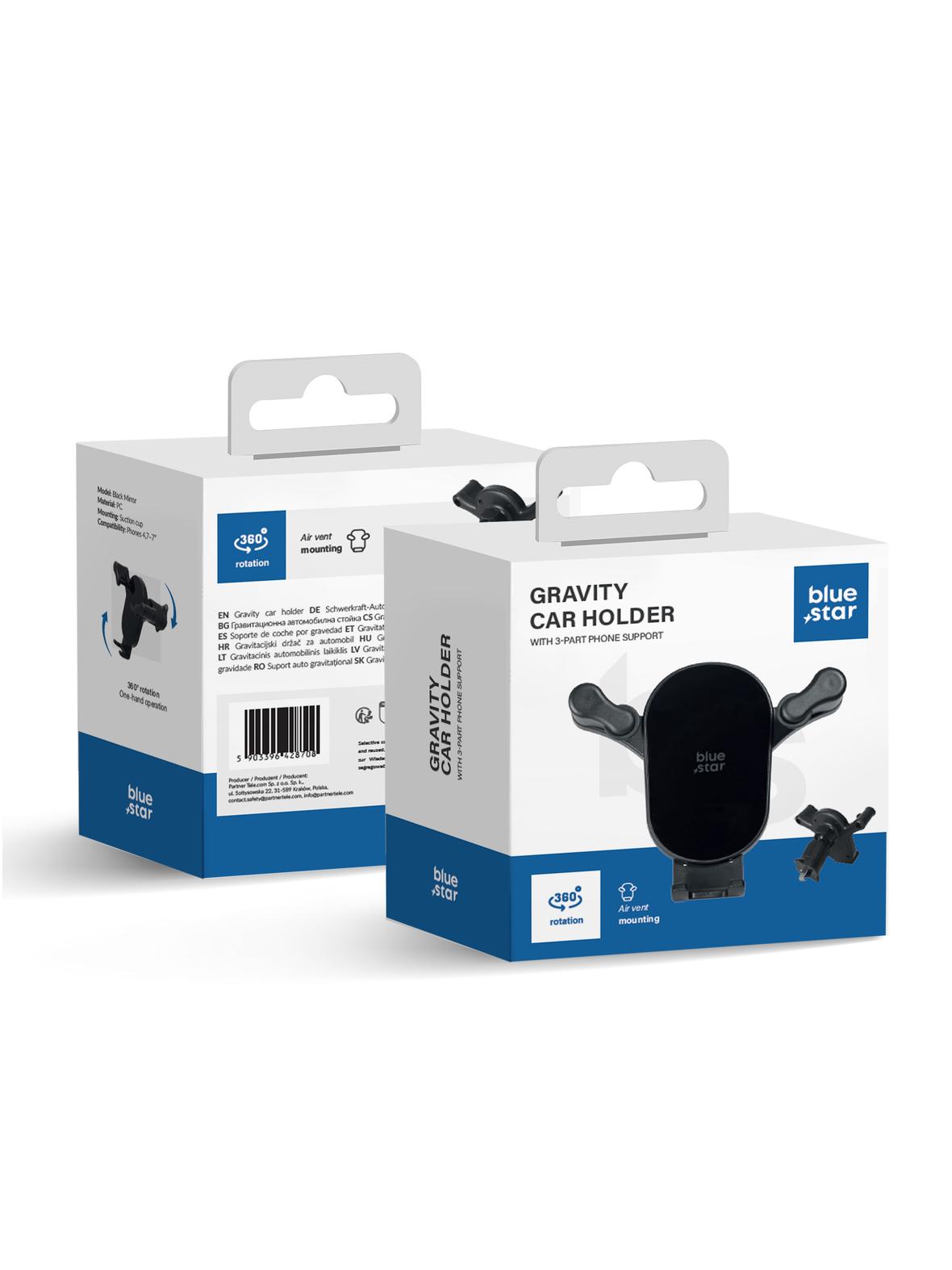 Uchwyt samochodowy grawitacyjny BLUE STAR Black Mirror do kratki czarny