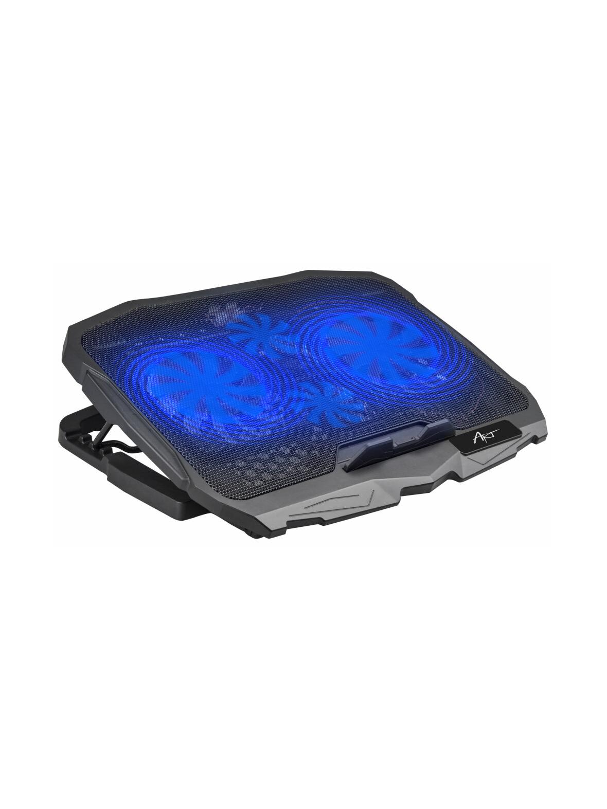 Podstawka chłodząca pod laptop ART P4 2 x USB A LED czarna
