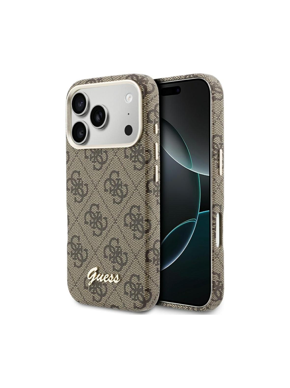 GUESS futerał do IPHONE 17 Pro kompatybilny z MagSafe GUHMP17L5P4FWMSW (PU FW 4G Script) brązowy