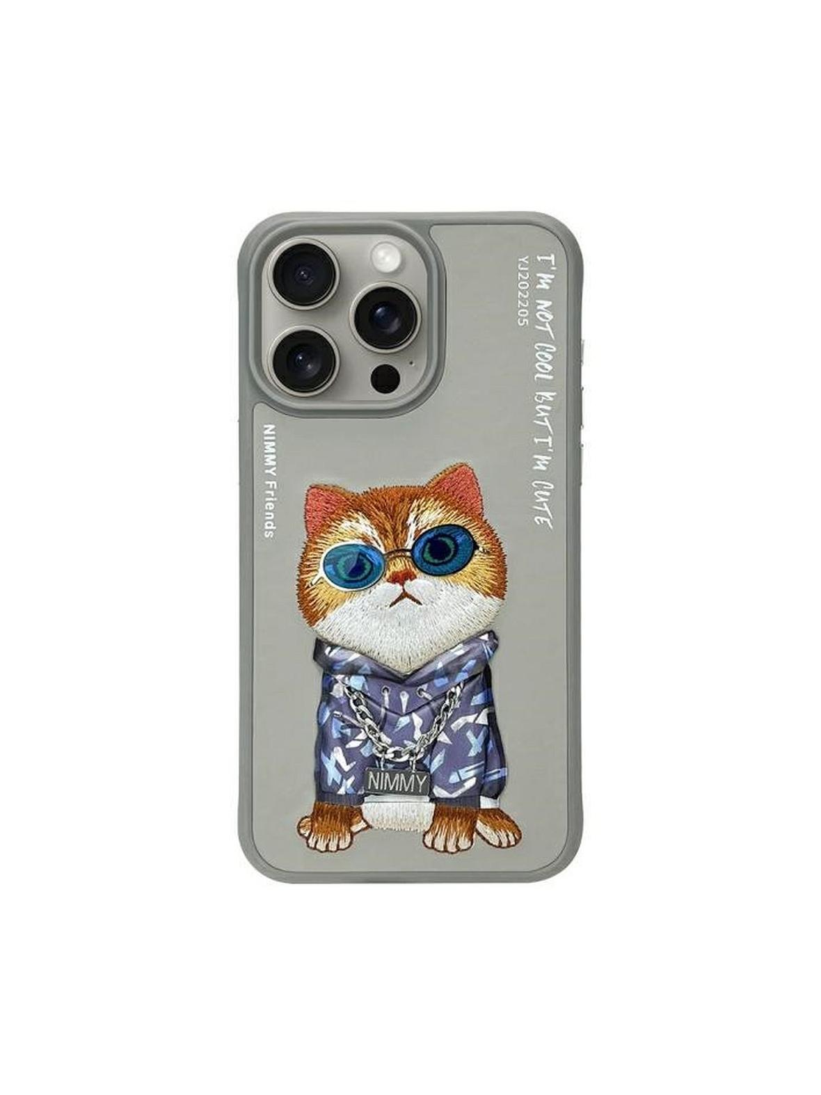 NIMMY futerał GLASSES COOL CAT do IPHONE 15 Pro Max szary