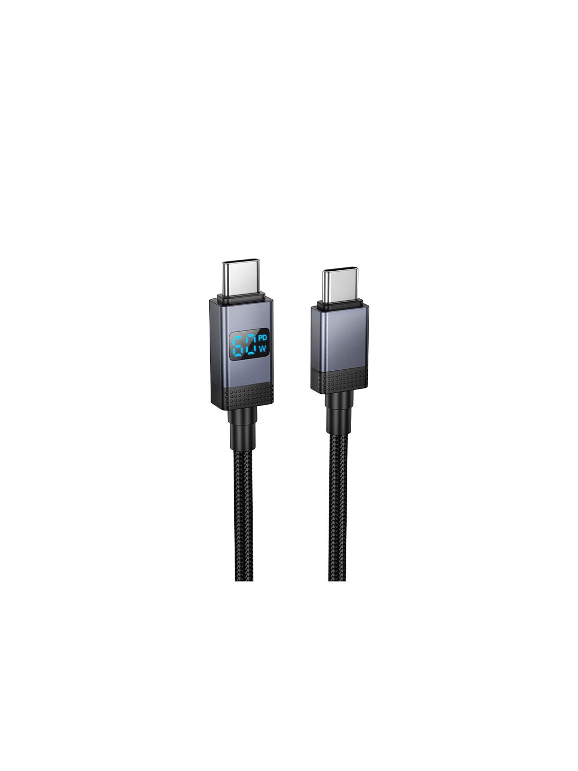 Kabel USB C do USB C Hoco 3A 60W z wyświetlaczem 1 m X118 czarny