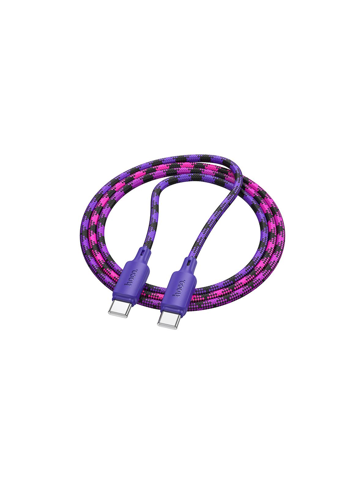 Kabel USB C do USB C Hoco 3A 60W 1 m X116 gradient fioletowy