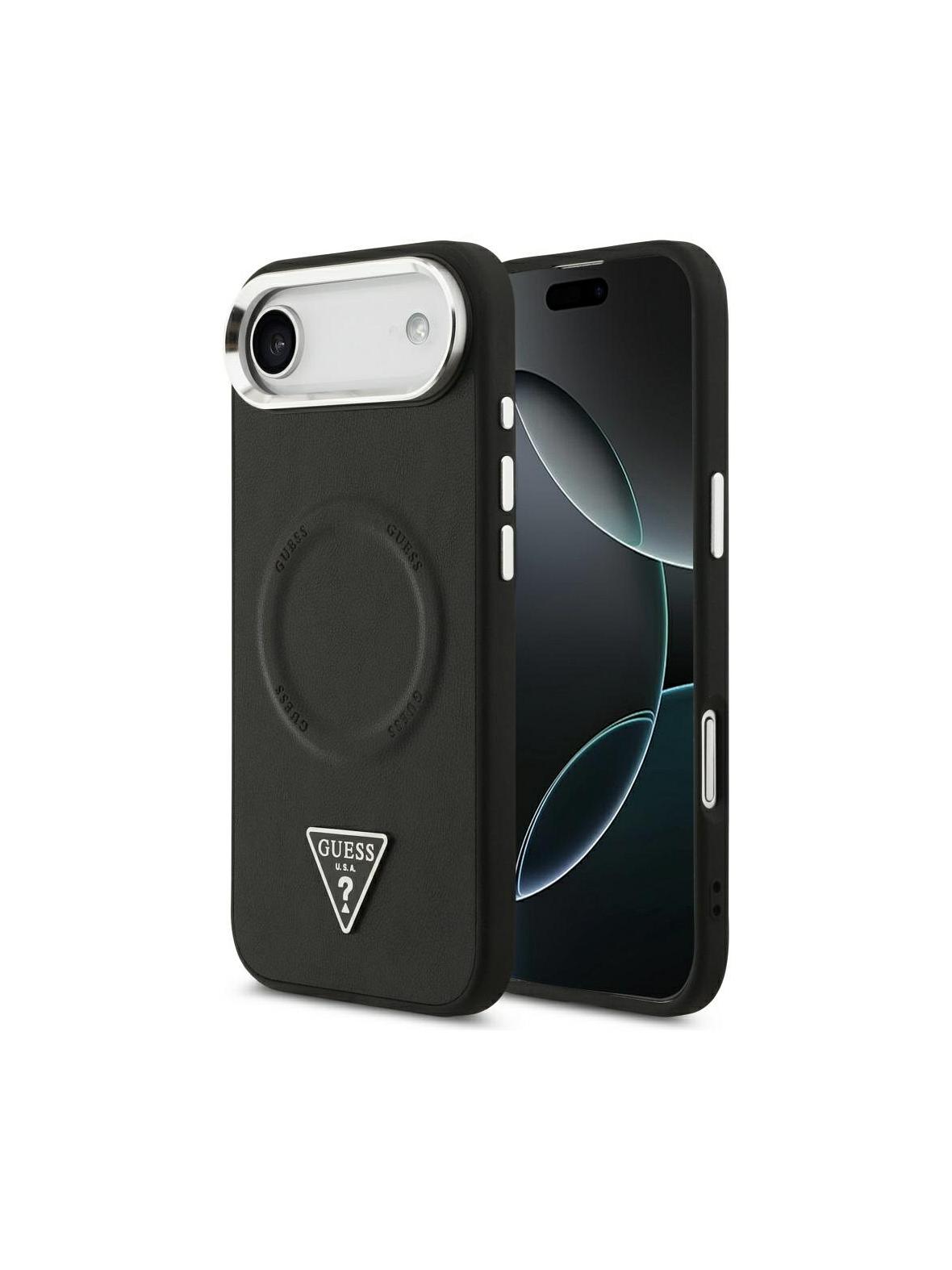 GUESS futerał do IPHONE 17 Air kompatybilny z MagSafe GUHMP17MPSDTSCMK (PU W/ Triangle Logo) czarny