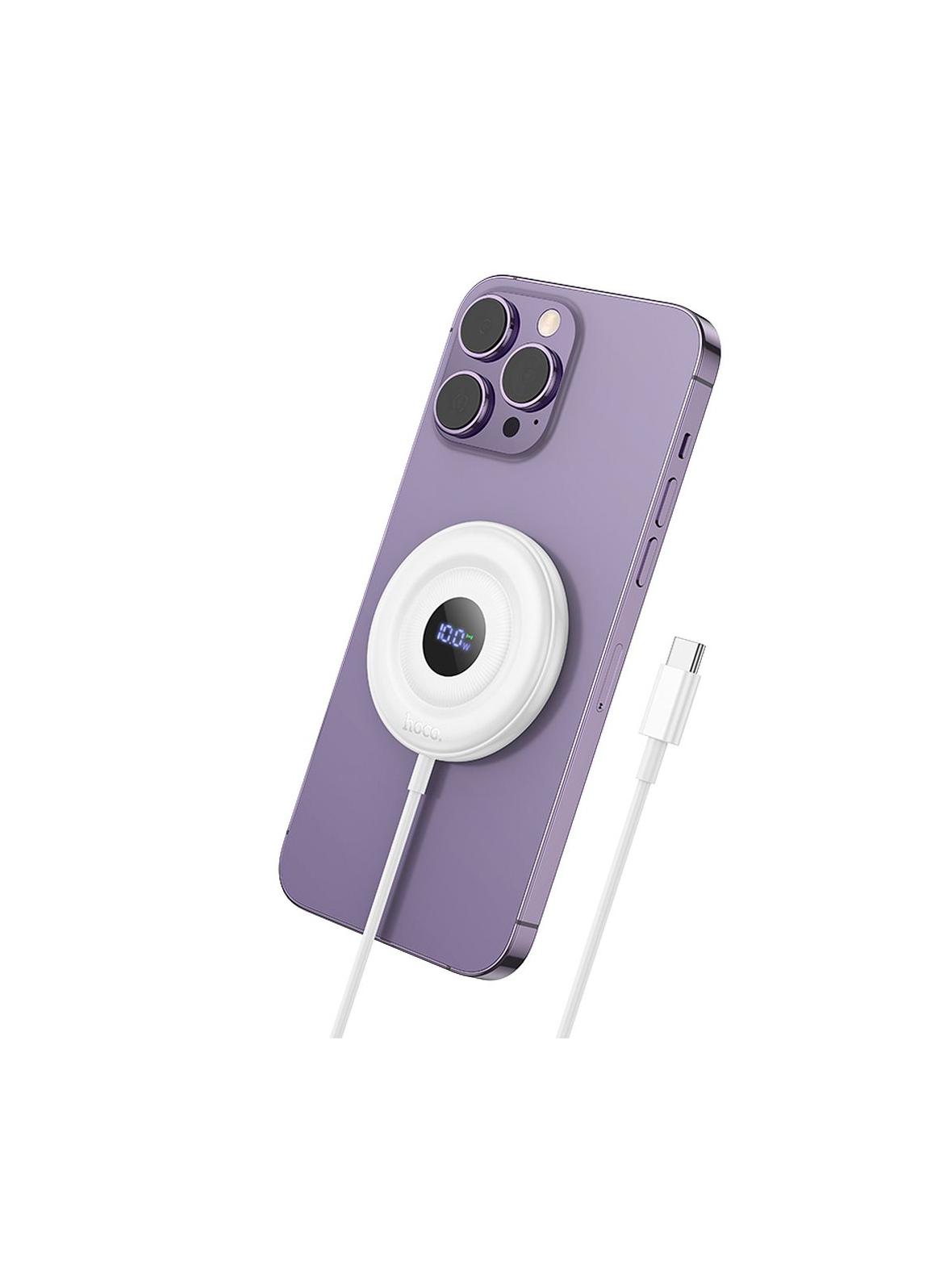 Ładowarka indukcyjna Hoco 2A 15W zgodna z MagSafe z wyświetlaczem CW61 biała