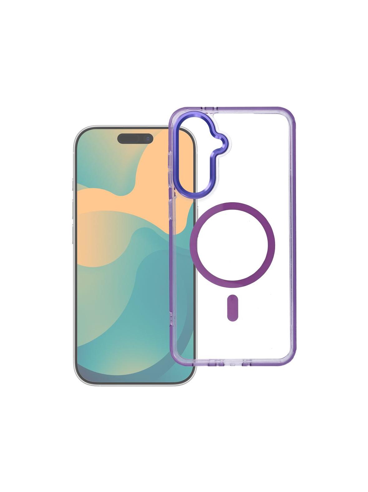 Futerał FRAME CLEAR HYBRID MAG COVER kompatybilny z MagSafe do SAMSUNG A37 fioletowy