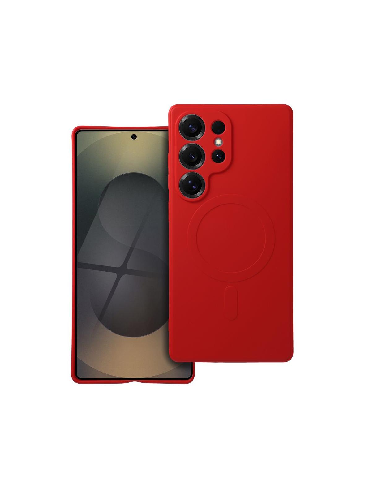 Futerał SILICONE MAG COVER kompatybilny z MagSafe do SAMSUNG S25 Ultra czerwony