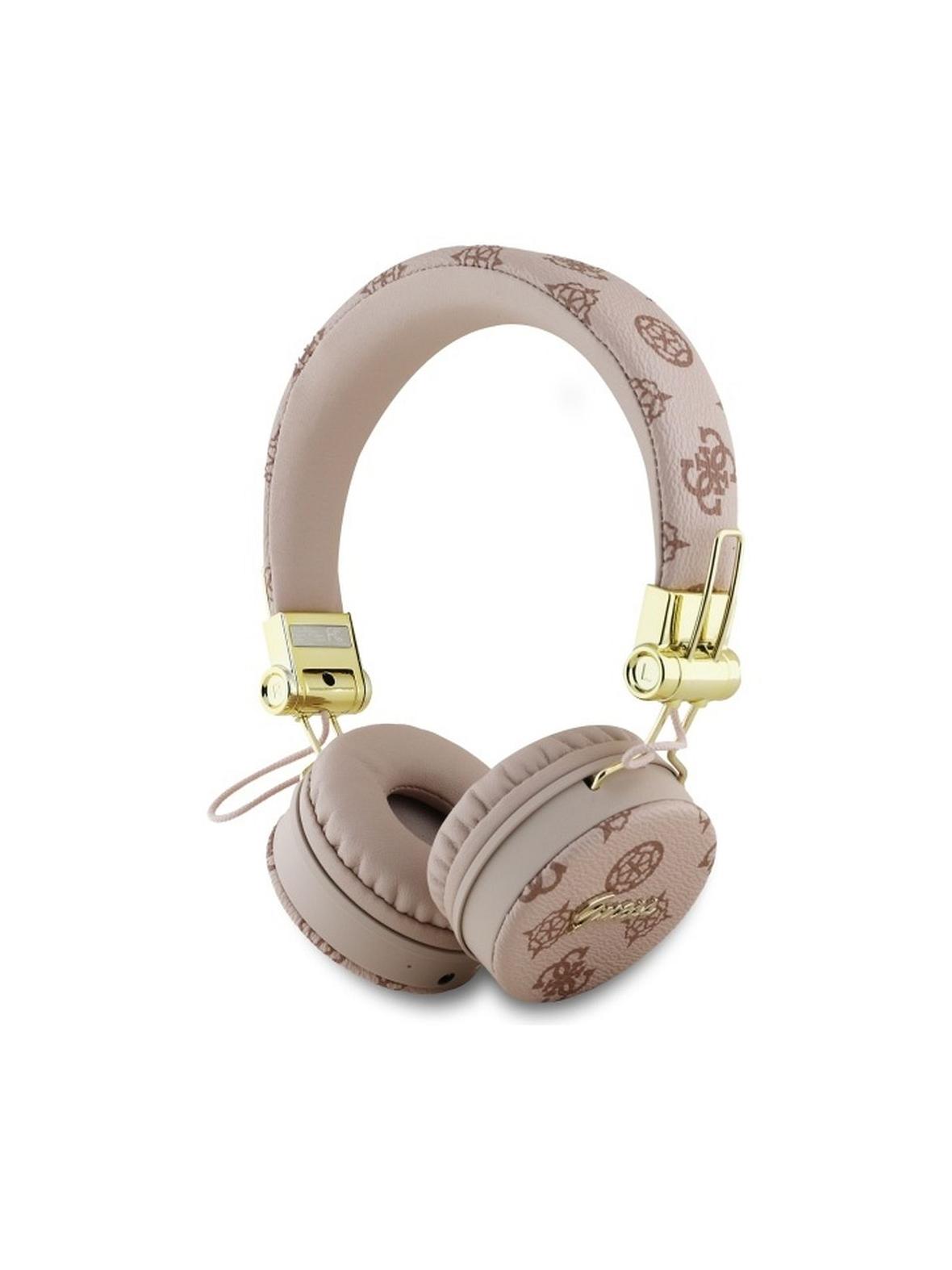 GUESS słuchawki bezprzewodowe bluetooth nagłowne ENC GUBH70EPOSMW (PU 4G Peony Script Round Shape) brązowe