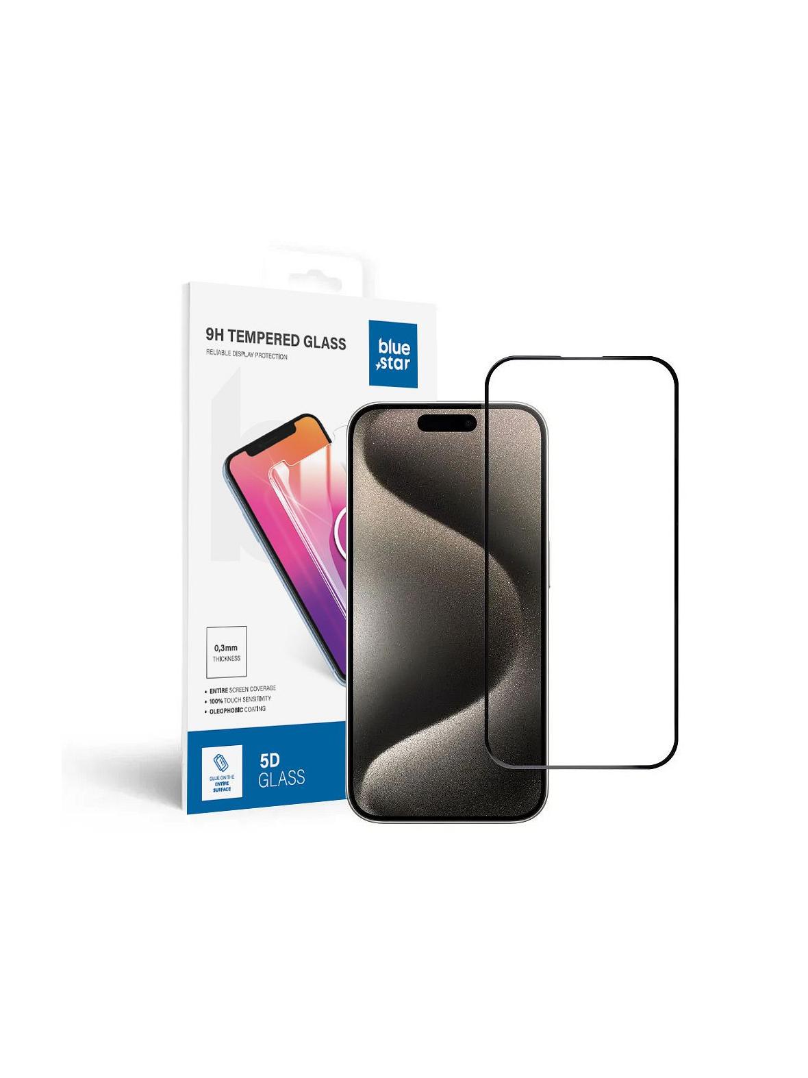 Szkło hartowane do iPhone 15 PRO (full glue) Blue Star 5D czarne