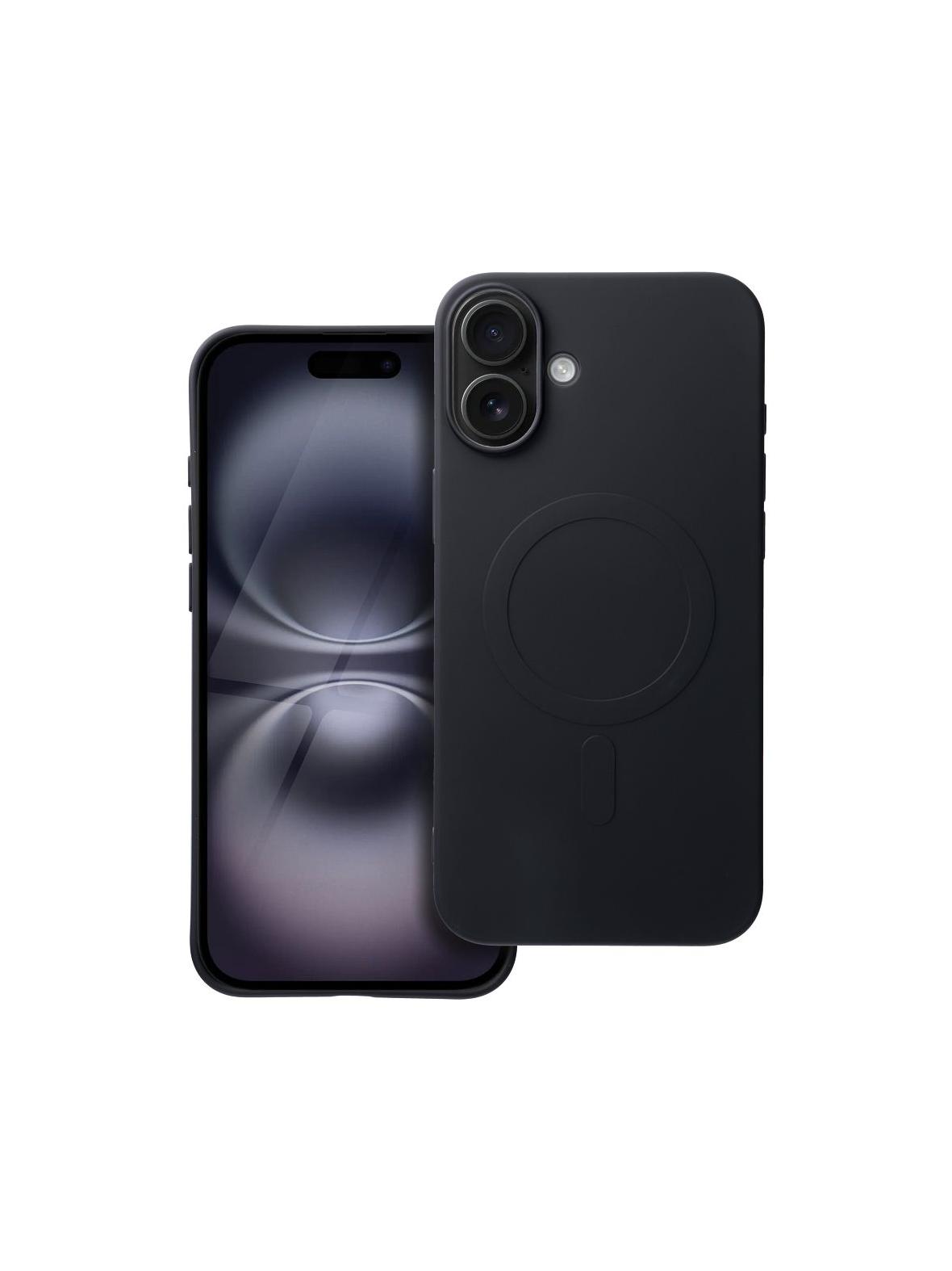 Futerał SILICONE MAG COVER (big hole) kompatybilny z MagSafe do IPHONE 16 Plus czarny