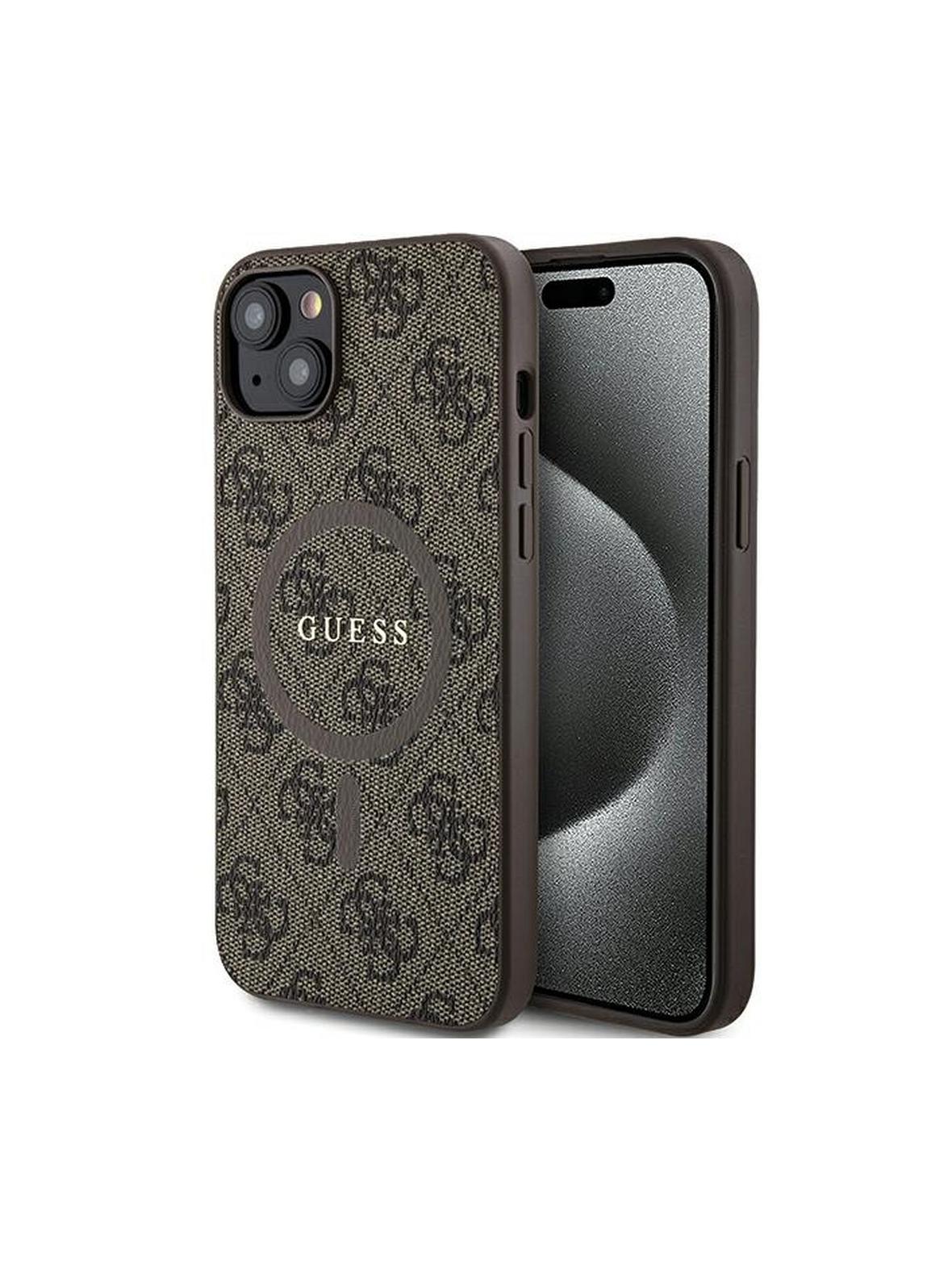 GUESS futerał do IPHONE 15 Plus / 14 Plus GUHMP15MG4GFRW (Leather 4G Metal Logo) brązowy