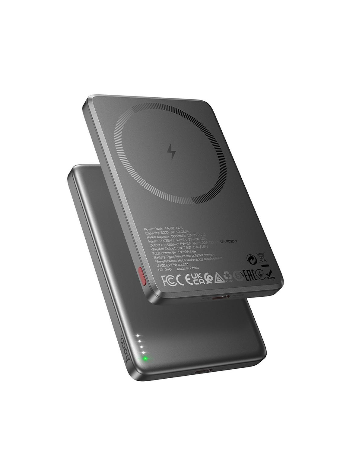 Powerbank zgodny z MagSafe Hoco 5000 mAh QC PD 2A 20W Q26 szary