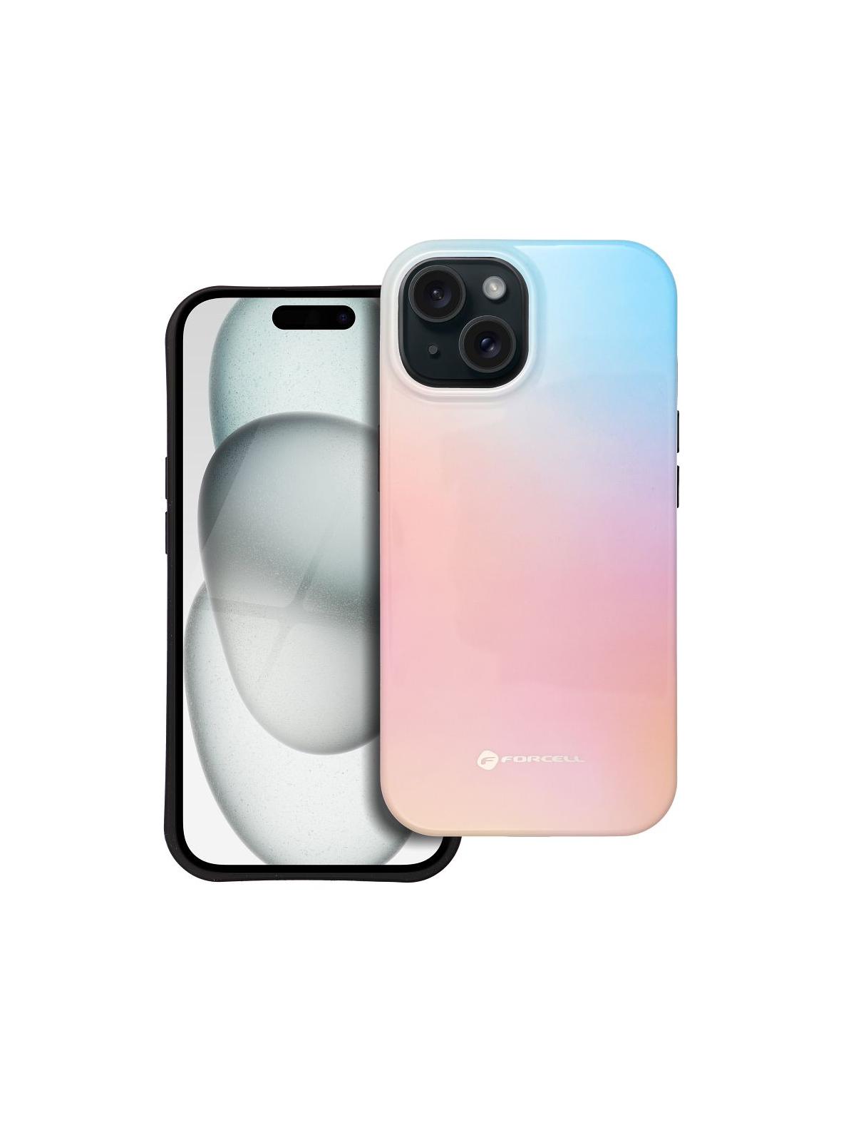 Etui na iPhone 15 Forcell F-Protect Mirage zgodny z MagSafe Military Drop-Test pinky blue