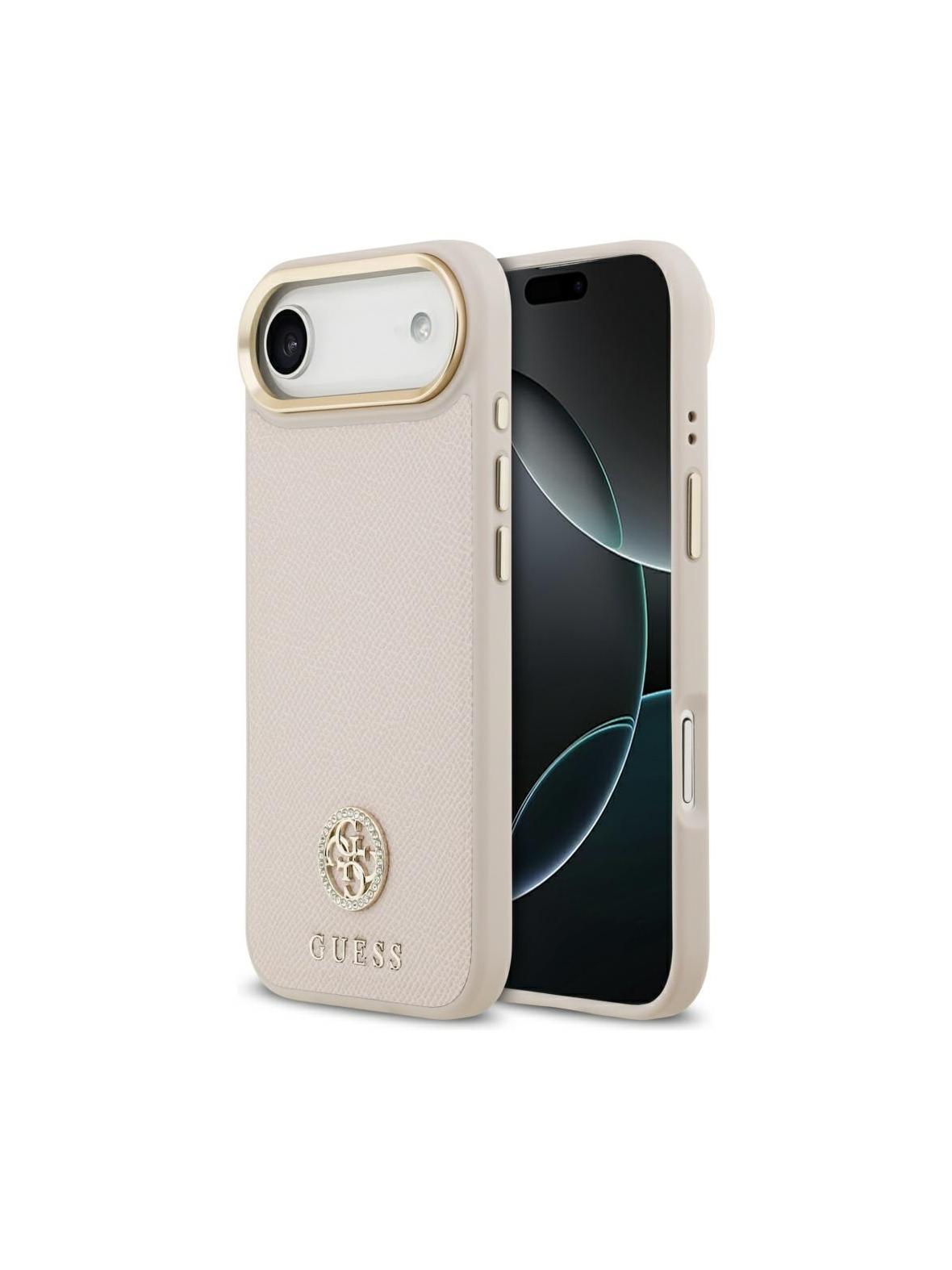 GUESS futerał do IPHONE 17 Air kompatybilny z MagSafe GUHMP17MPGCRMDEP (PU W/ Grained Strass Logo) różowy