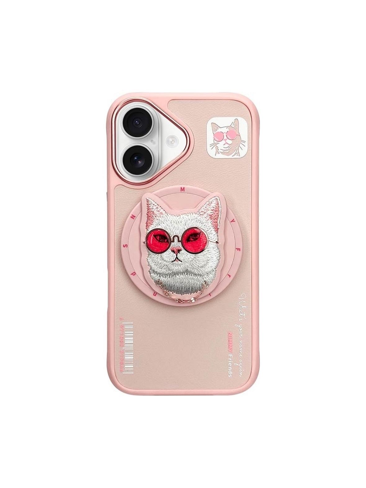 NIMMY futerał GLASSES COOL CAT kompatybilny z MagSafe do IPHONE 16 różowy