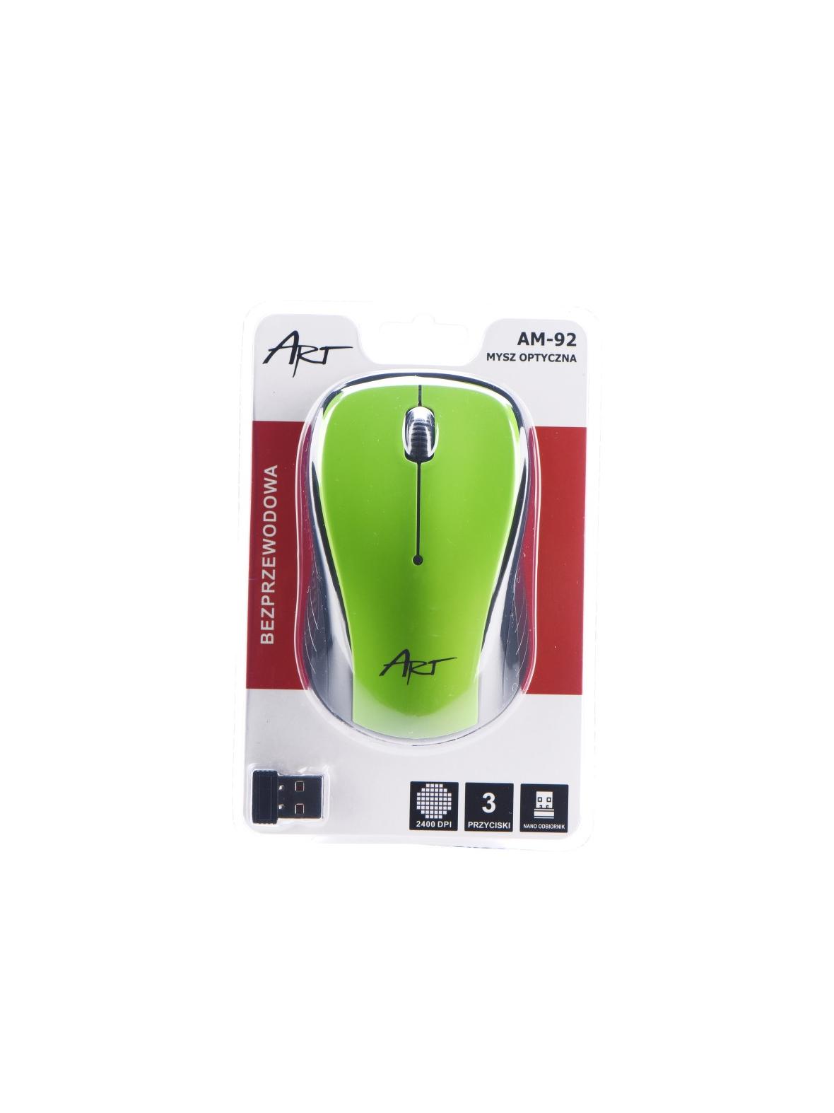 ART myszka komputerowa bezprzewodowa 2400 dpi AM-92 zielona