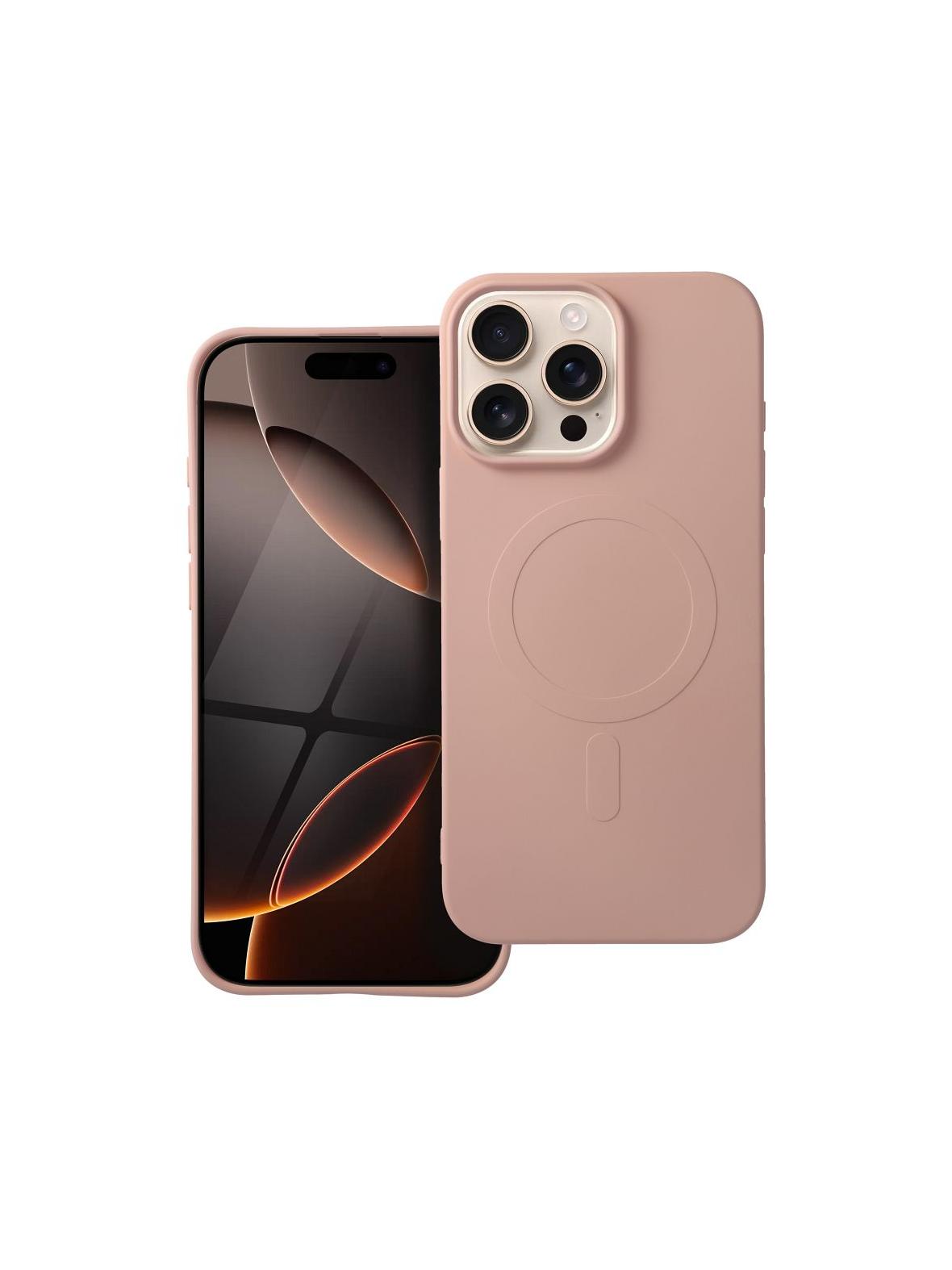 Futerał SILICONE MAG COVER (big hole) kompatybilny z MagSafe do IPHONE 16 Pro Max różowy