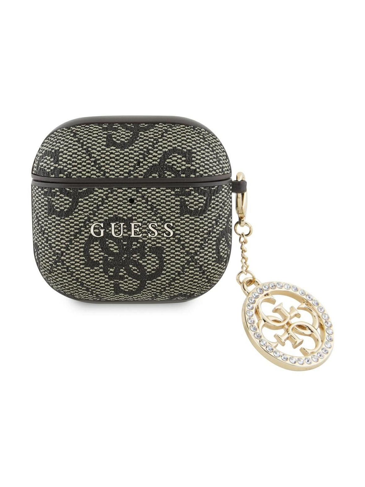 GUESS futerał do APPLE AirPods 4 GUA4P4E4CDW (PU 4G W/ Strass Charm) brązowy