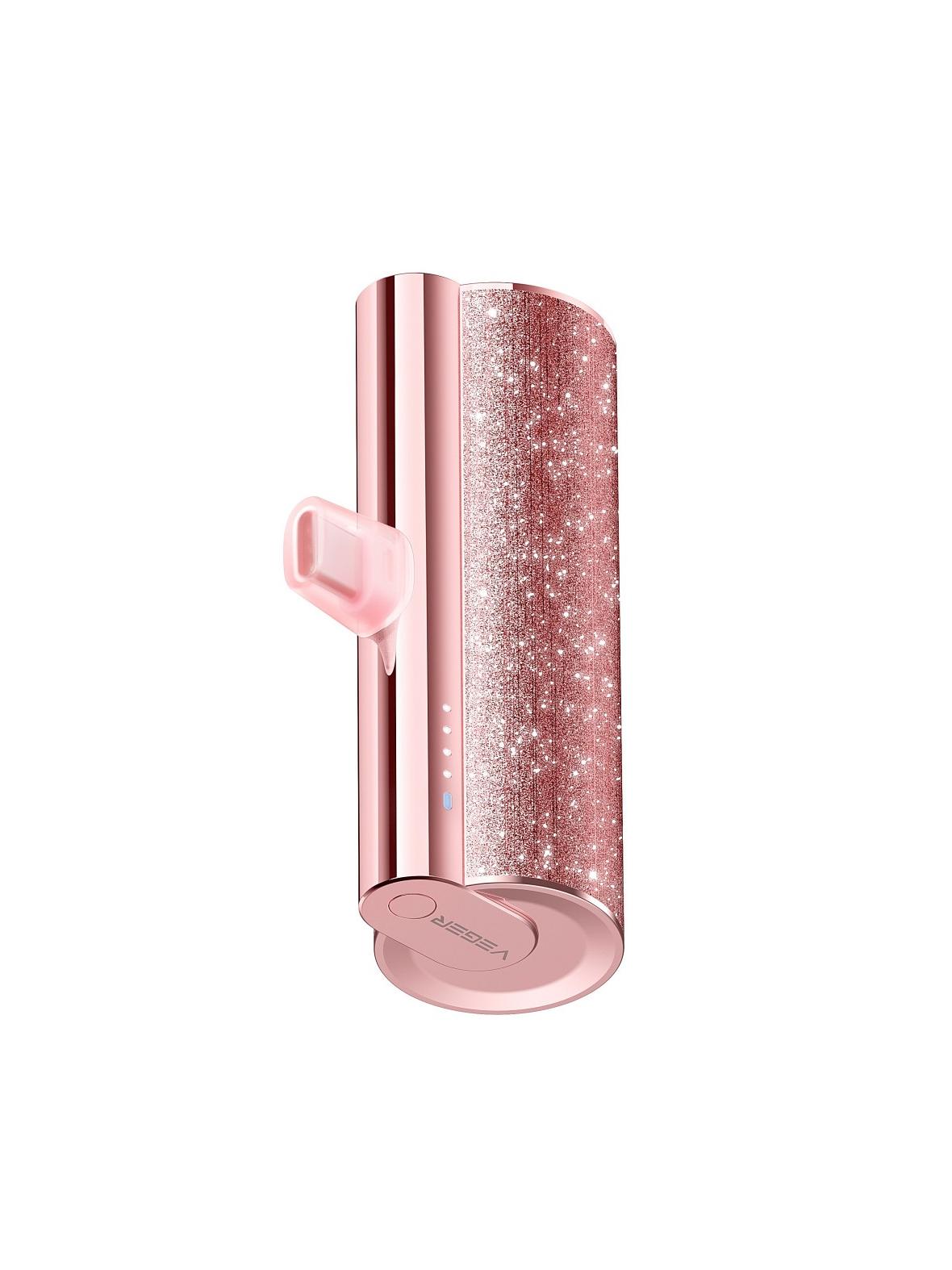 Powerbank Veger PlugOn (W0573) 5000 mAh z wbudowanym złączem USB C rózowy
